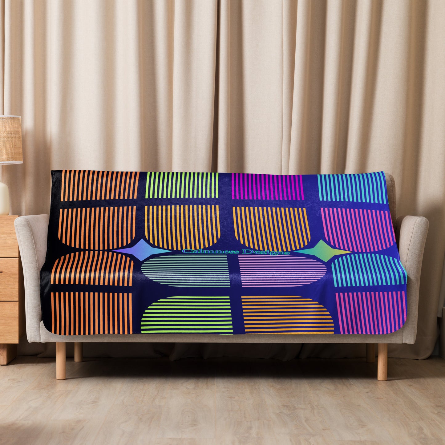Geometric Memphis Designs, CALMNESS DESIGNS, Creative Designer's, Sherpa blanket