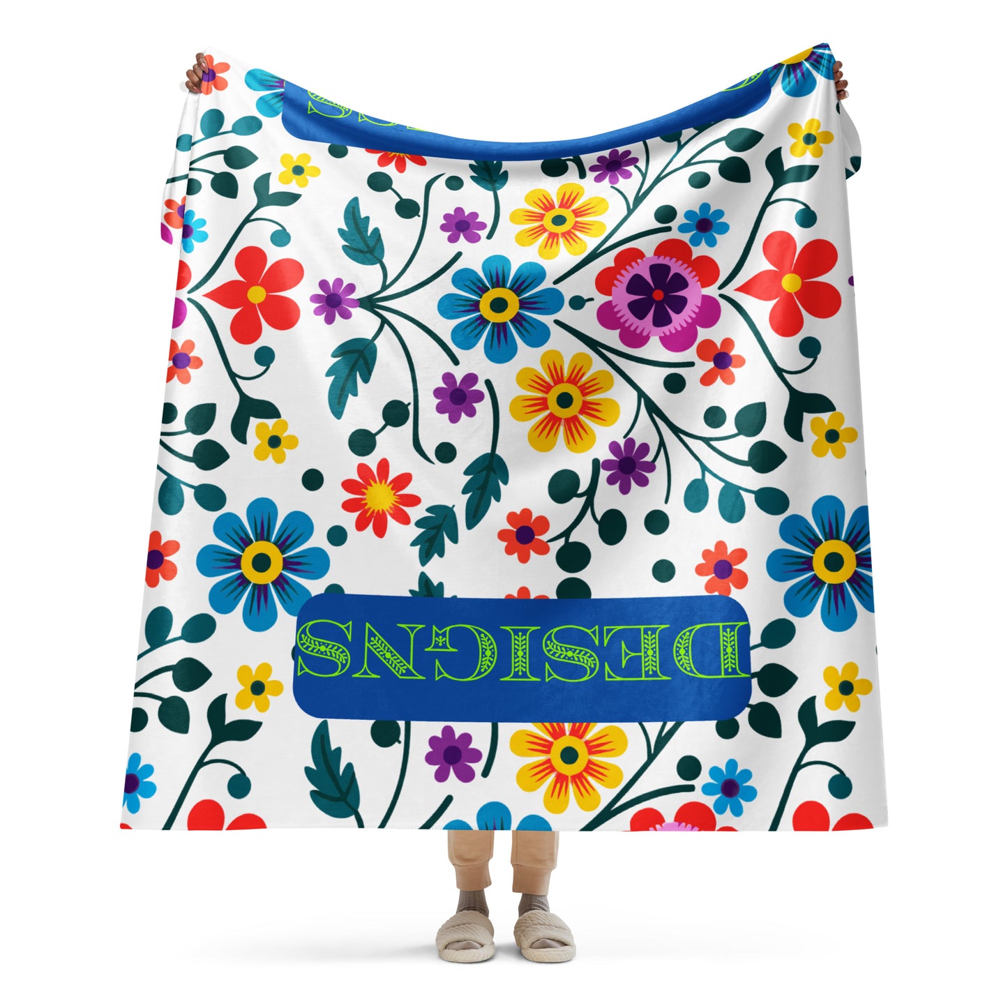Mexican Embroidery Seamless Pattern, CALMNESS DESIGNS, Creative Designer's, Sherpa blanket