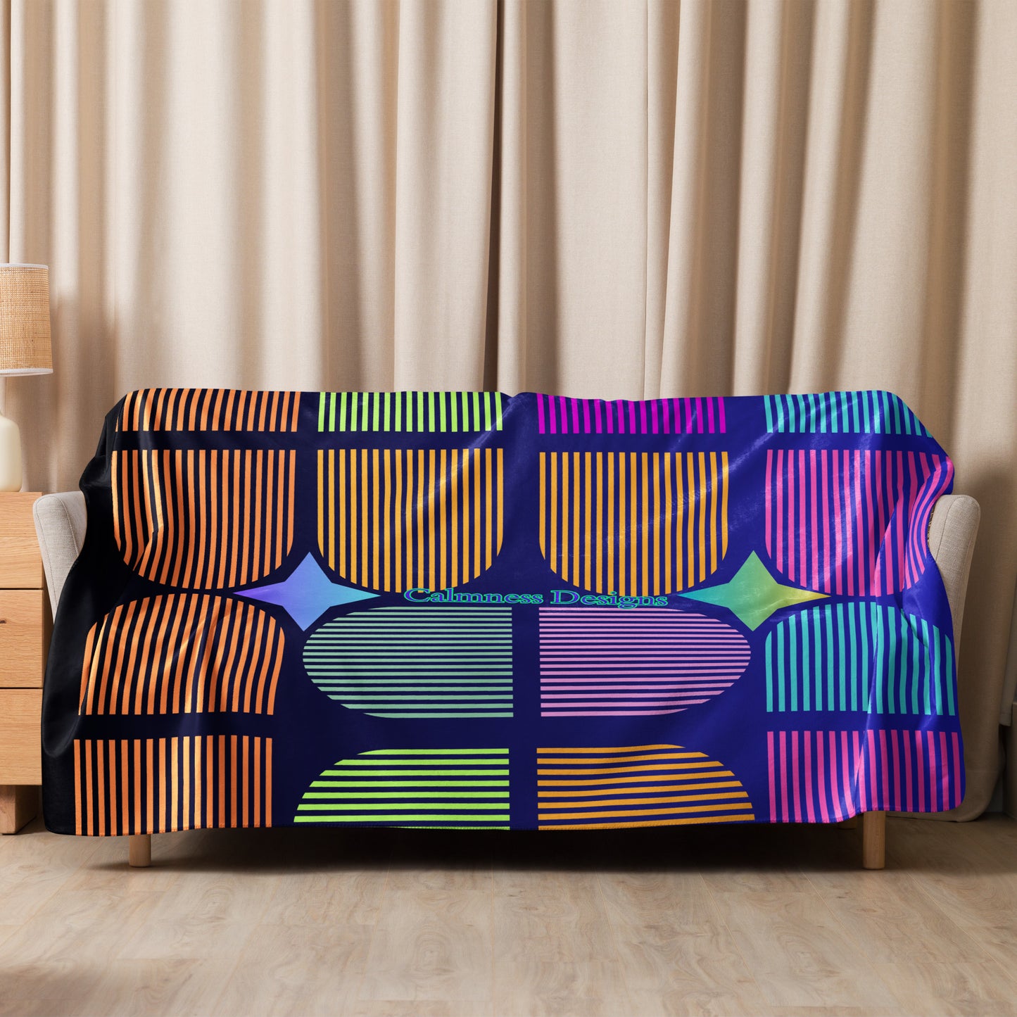 Geometric Memphis Designs, CALMNESS DESIGNS, Creative Designer's, Sherpa blanket