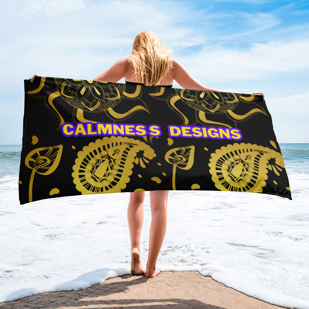 Gold Mandala Element, Gold Paisley, Towel