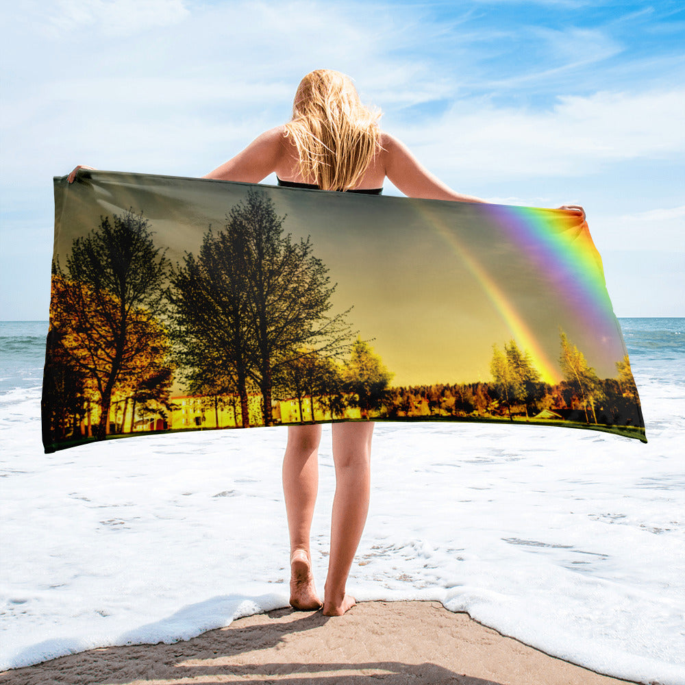 LANDSCAPE WITH DOUBLE RAINBOW Towel