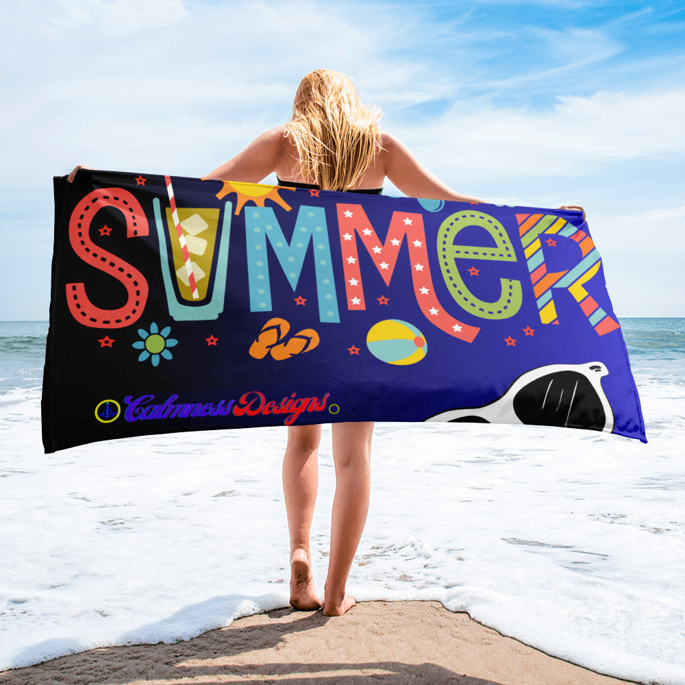 Hello Summer, Summer Vacation Sun Glasses, Stars, CALMNESS DESIGNS, Creative Designer's, Towel