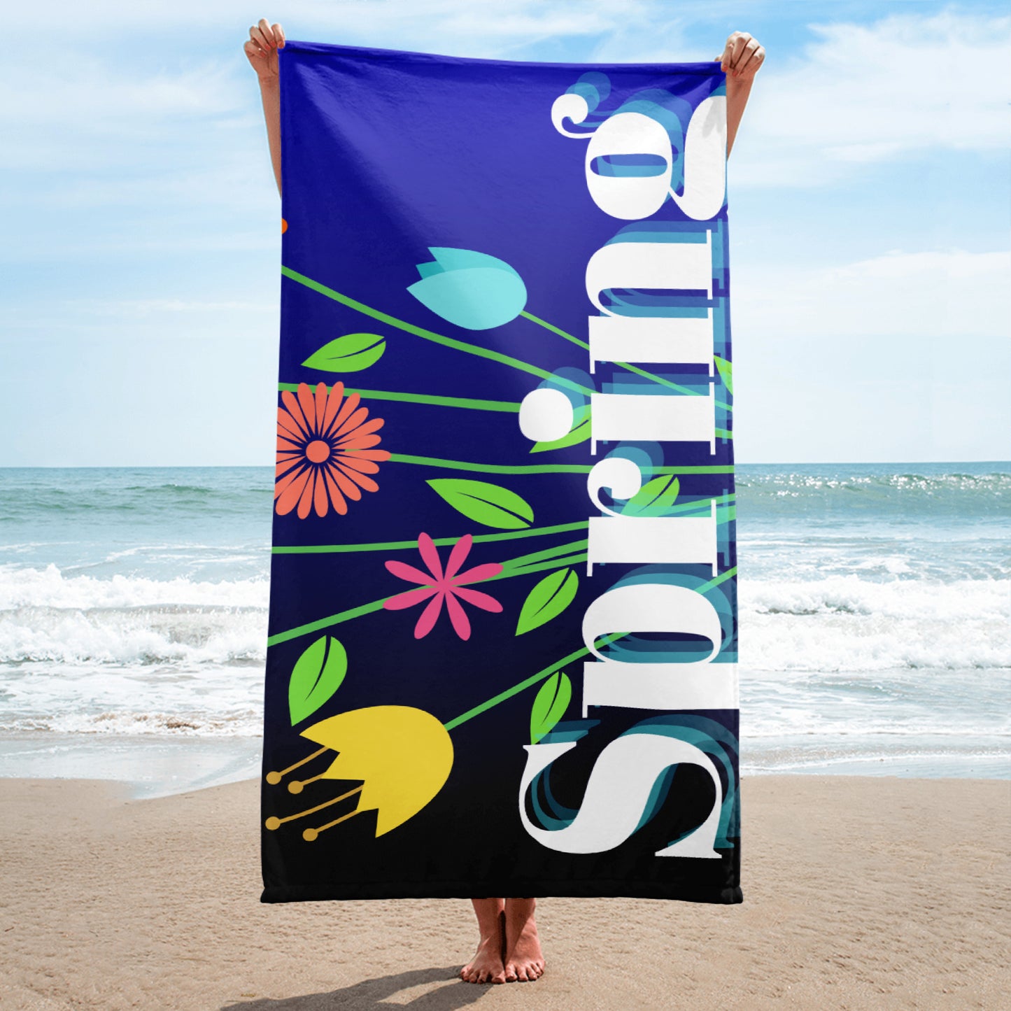Colorful Spring Flowers, CALMNESS DESIGNS, Creative Designer's, Towel