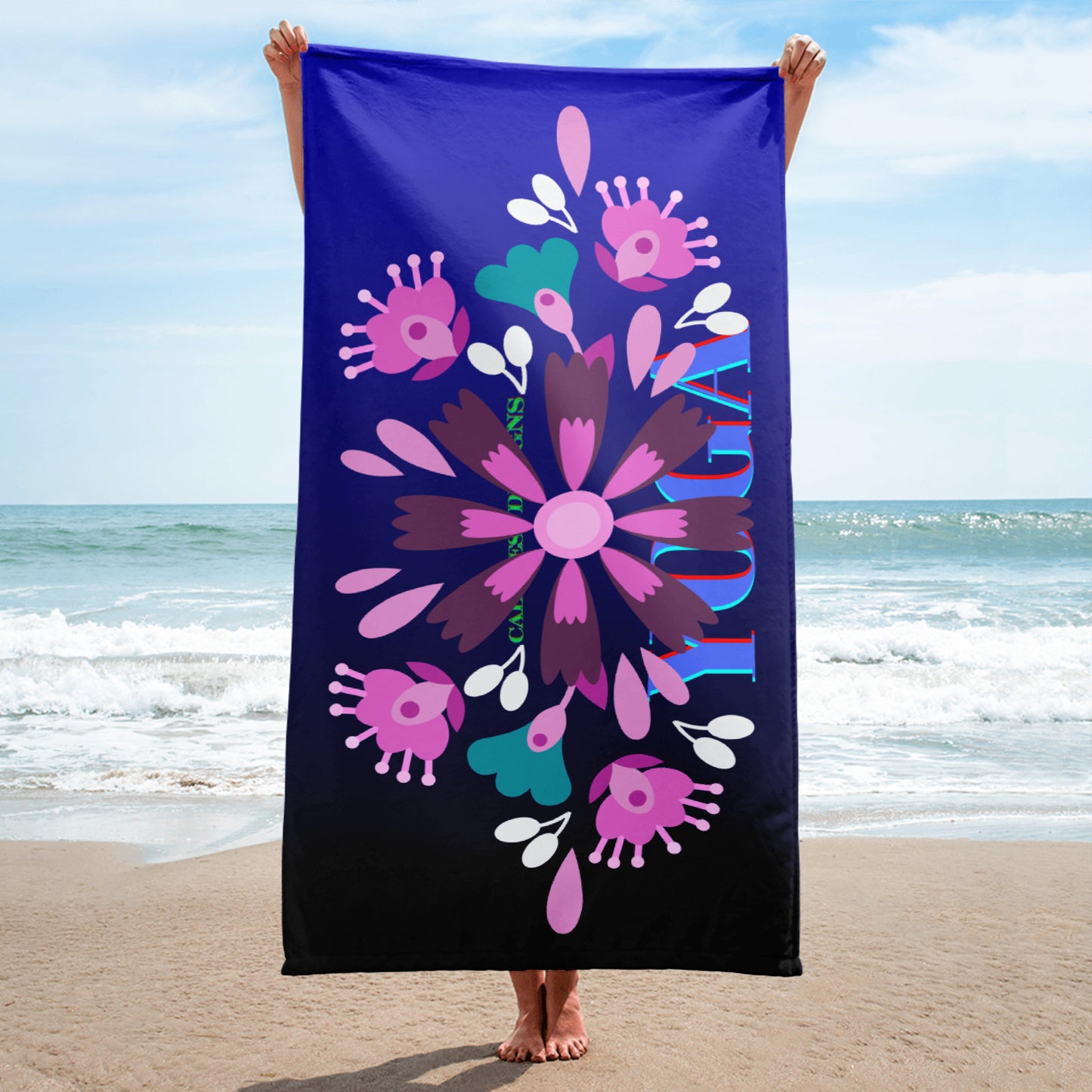 Mexican Embroidery, YOGA, Pretty Flowers, CALMNESS DESIGNS, Creative Designer's, Towel