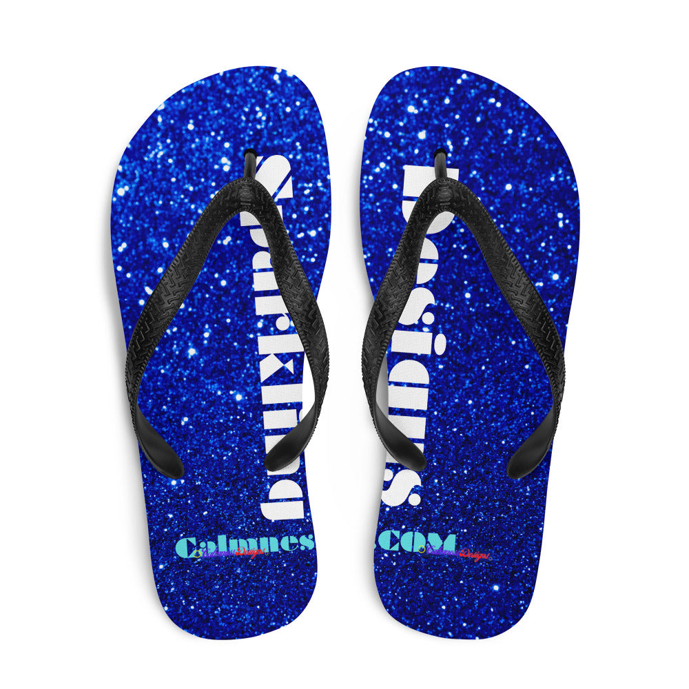 Sparkling Blue Color Sparkling Designs By Calmnessdesign.COM, Flip-Flops
