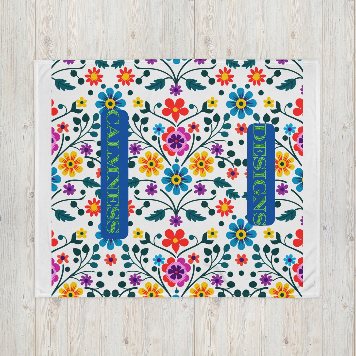 Mexican Embroidery Seamless Pattern, CALMNESS DESIGNS, Creative Designer's, Throw Blanket