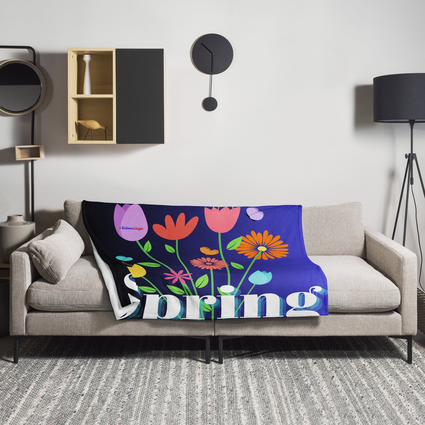 Colorful Spring Flowers, CALMNESS DESIGNS, Creative Designer's, Throw Blanket