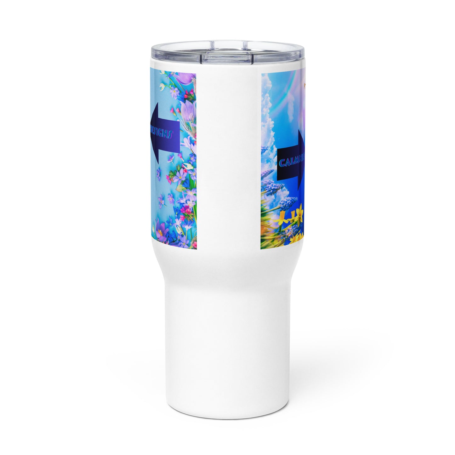 Happy Easter Background, Fresh Spring Flowers, Arrow, Calmness Designs, Creative Designs, Travel mug with a handle