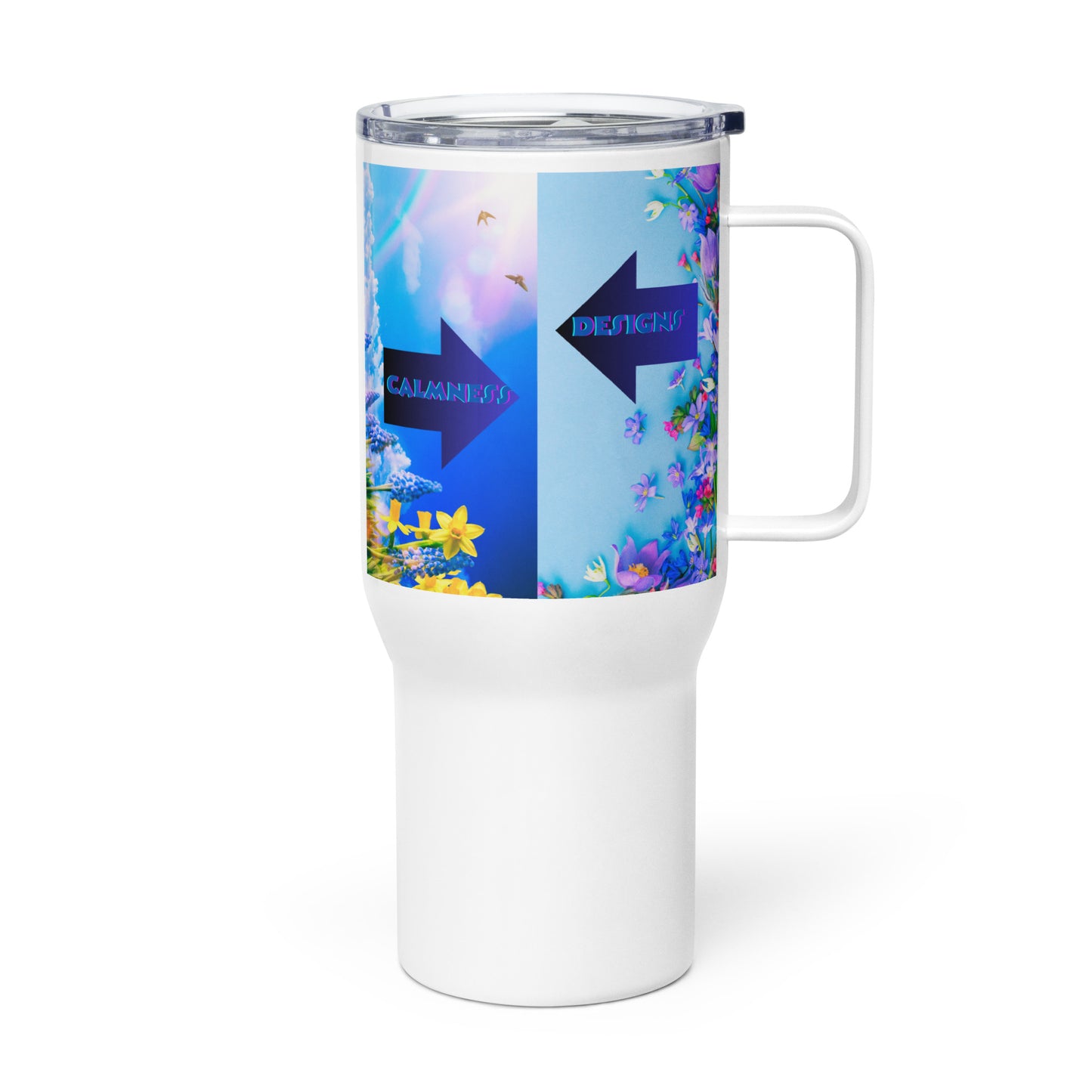 Happy Easter Background, Fresh Spring Flowers, Arrow, Calmness Designs, Creative Designs, Travel mug with a handle