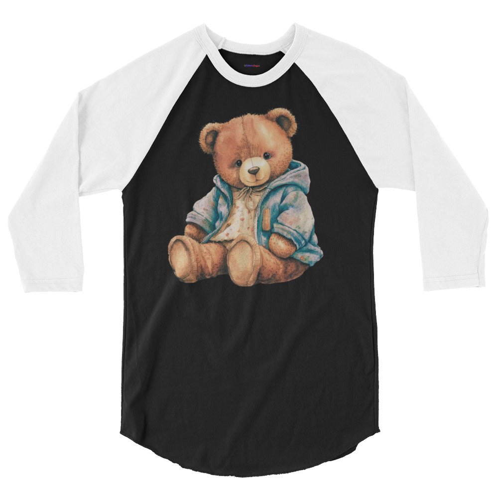 Teddy Bear , RELAXING, Chilling, Calmness Designs, Creative Designs, 3/4 sleeve raglan shirt