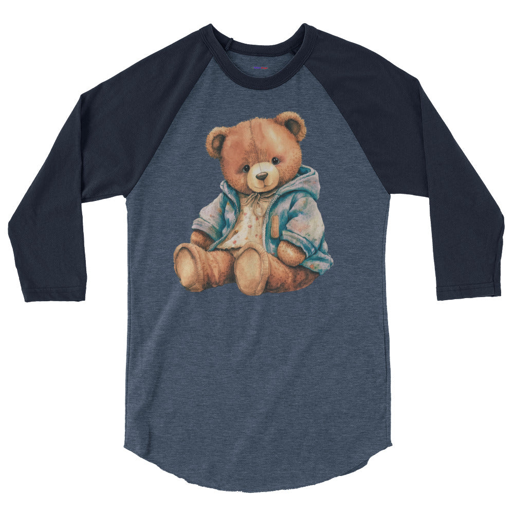 Teddy Bear , RELAXING, Chilling, Calmness Designs, Creative Designs, 3/4 sleeve raglan shirt