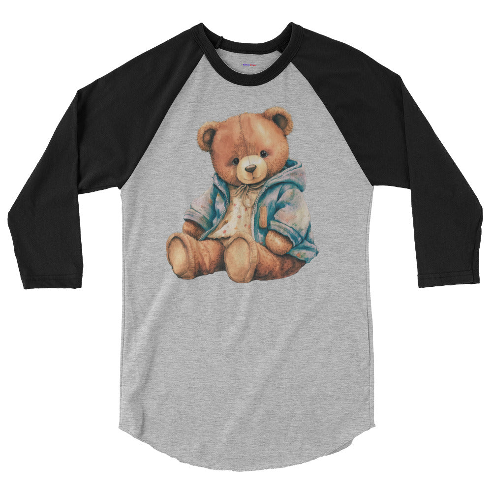 Teddy Bear , RELAXING, Chilling, Calmness Designs, Creative Designs, 3/4 sleeve raglan shirt