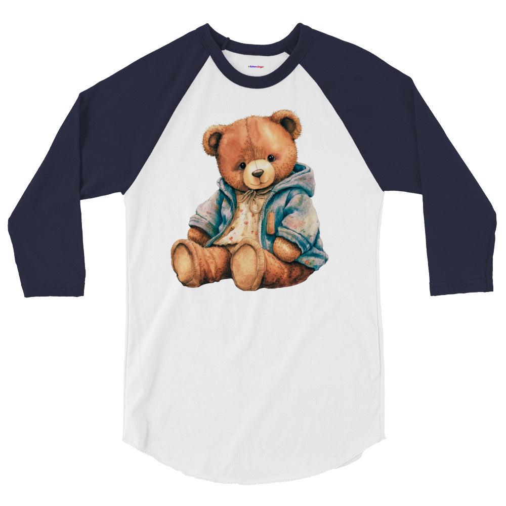 Teddy Bear , RELAXING, Chilling, Calmness Designs, Creative Designs, 3/4 sleeve raglan shirt