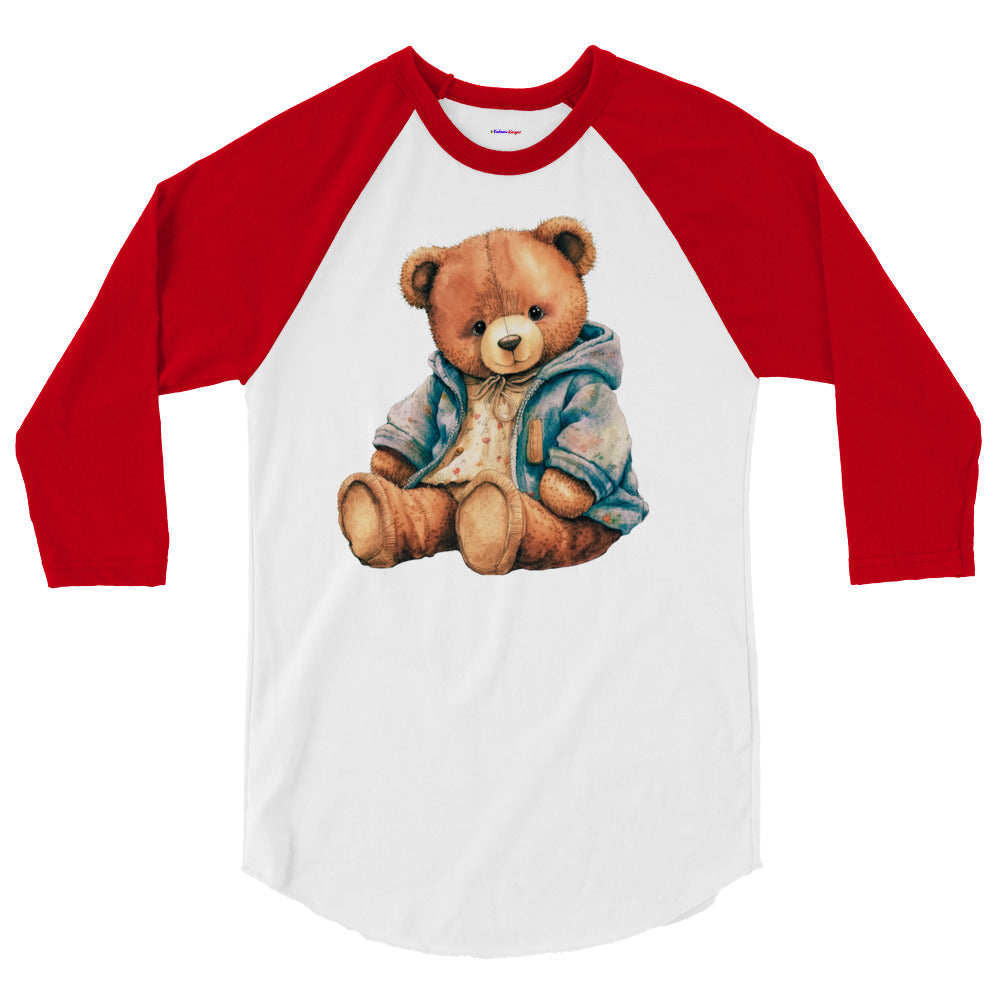 Teddy Bear , RELAXING, Chilling, Calmness Designs, Creative Designs, 3/4 sleeve raglan shirt