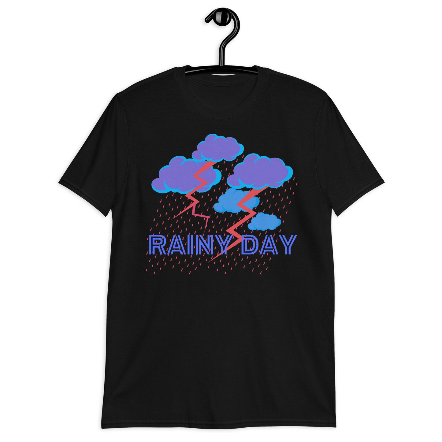 Rainy Day, Cloud with Rain and Thunder-Lighting, Calmness Designs, Short-Sleeve Unisex T-Shirt