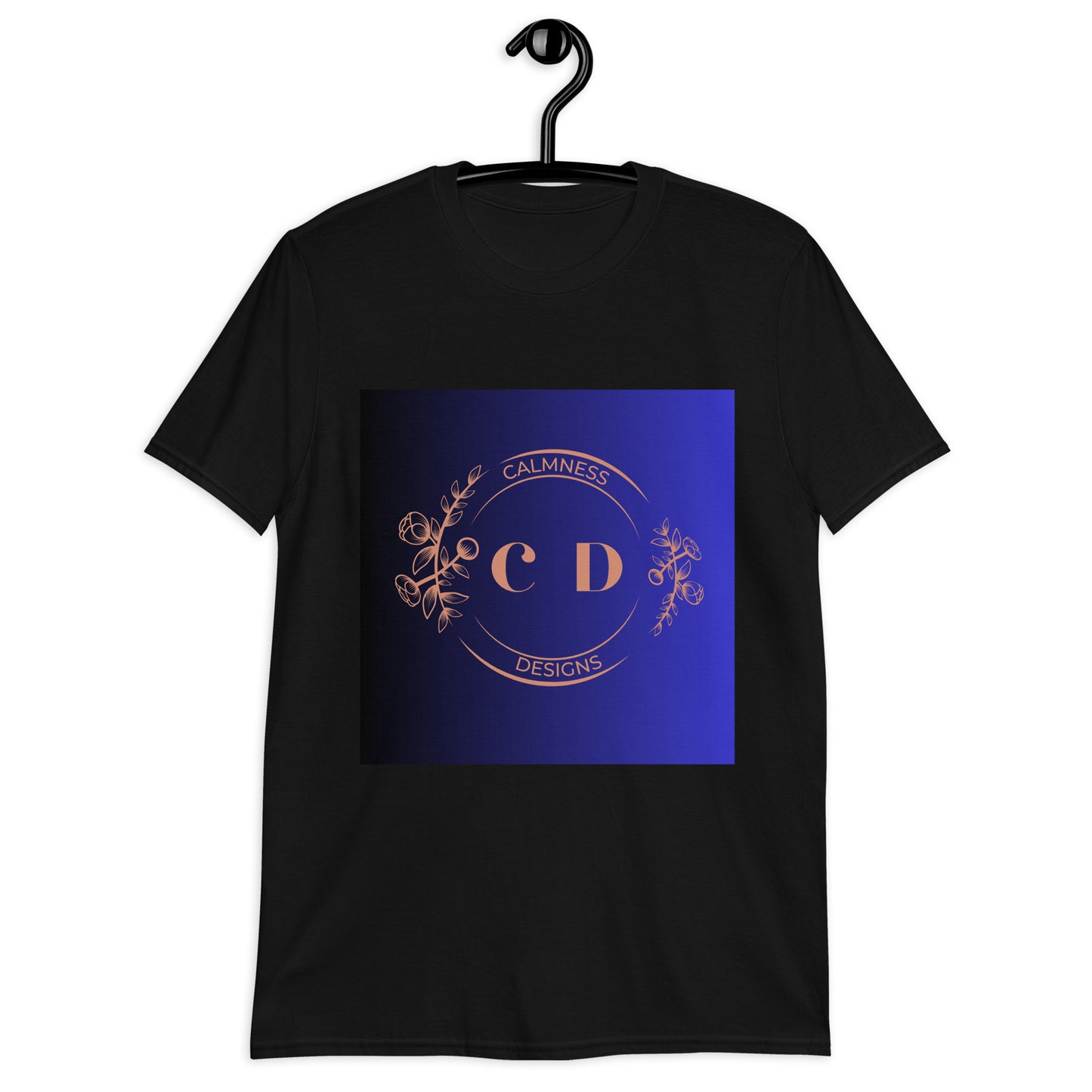 Rose Gold Monogram Floral Flowers, (C D) Calmness Designs, Creative Designs, Short-Sleeve Unisex T-Shirt