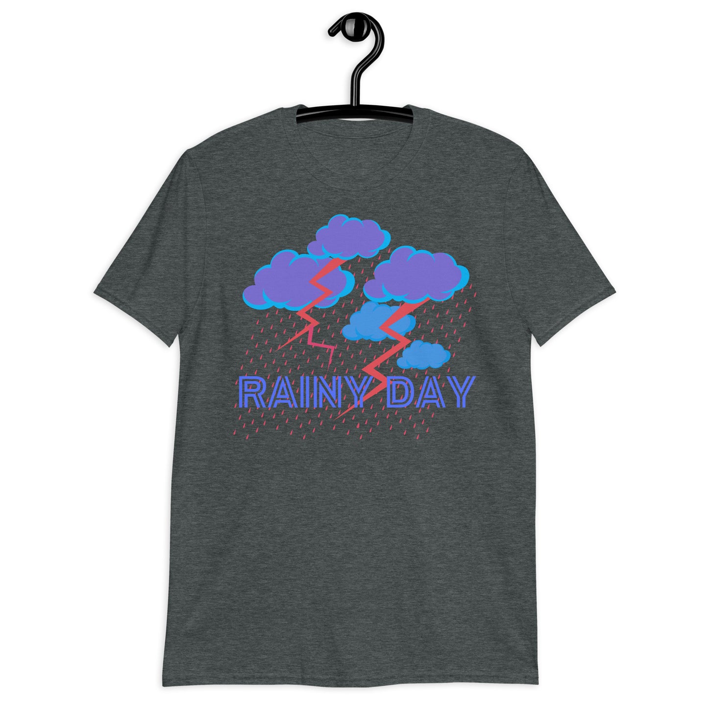Rainy Day, Cloud with Rain and Thunder-Lighting, Calmness Designs, Short-Sleeve Unisex T-Shirt