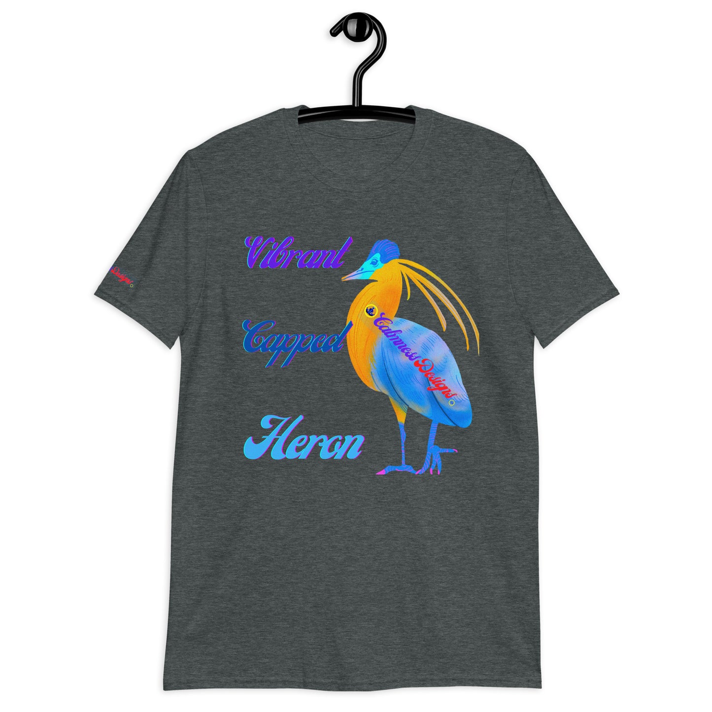 Vibrant Capped Heron, Calmness Designs, Short-Sleeve Unisex T-Shirt