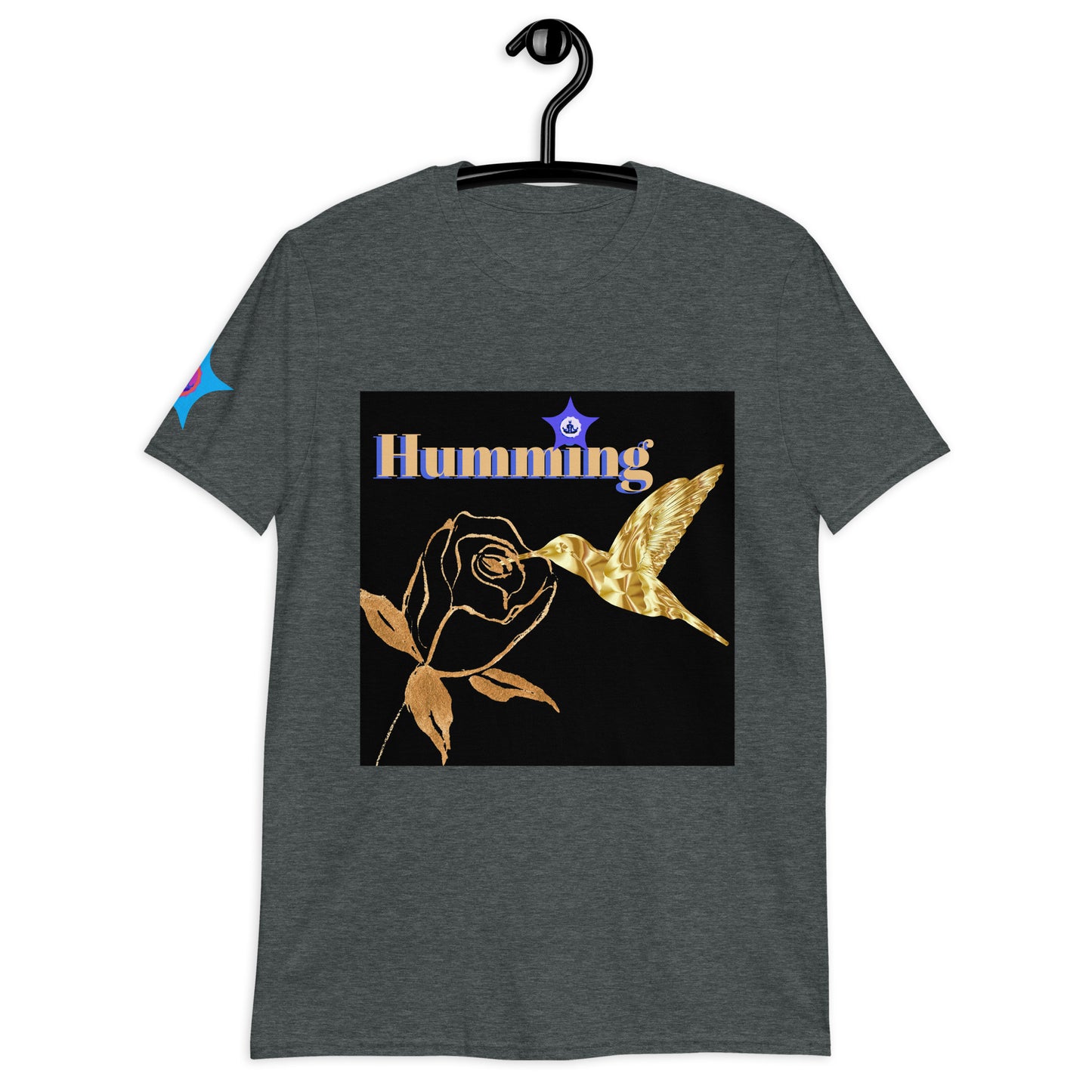 Golden-Hummingbird, Golden-Rose, CALMNESS DESIGNS, Creative Designer's, Short-Sleeve Unisex T-Shirt