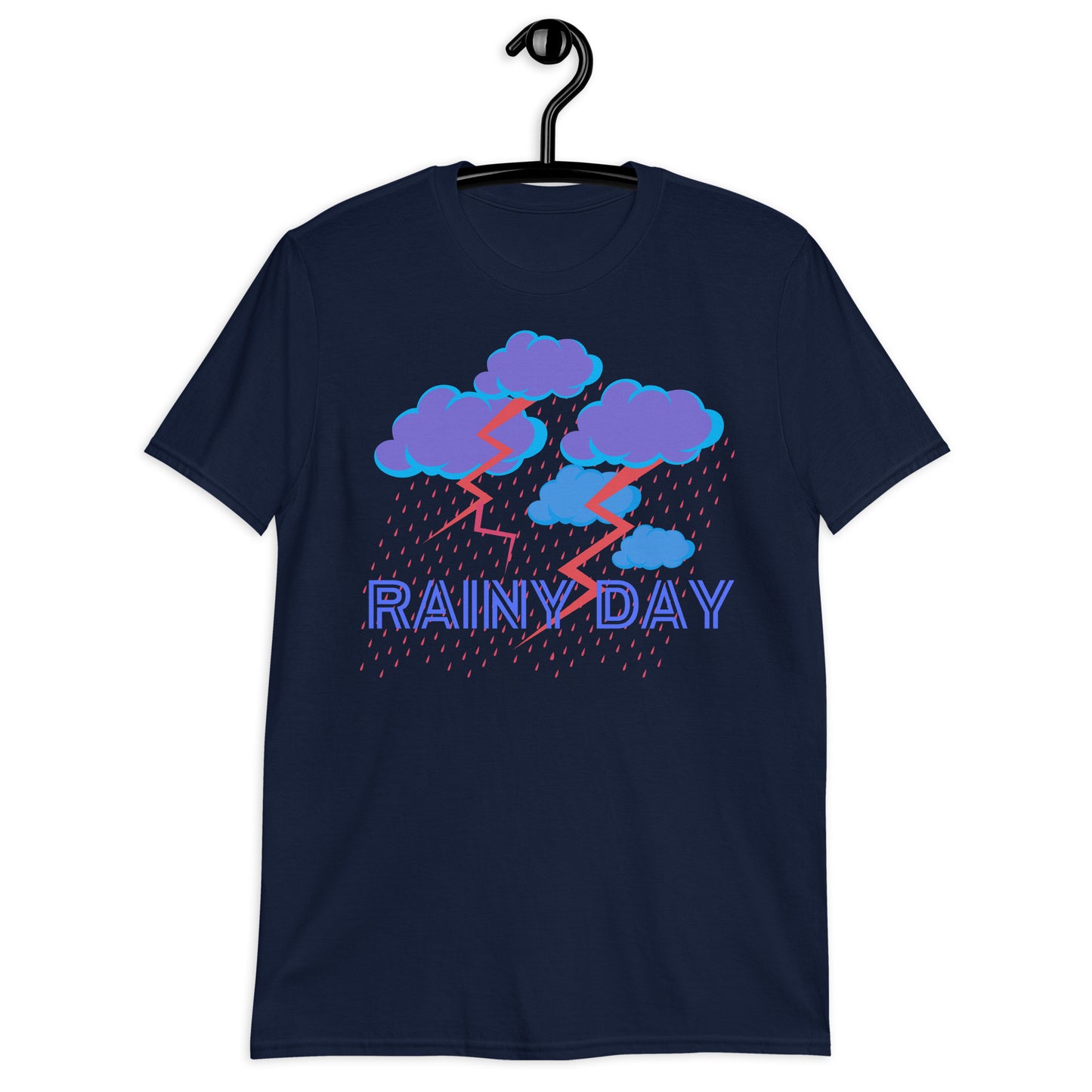 Rainy Day, Cloud with Rain and Thunder-Lighting, Calmness Designs, Short-Sleeve Unisex T-Shirt