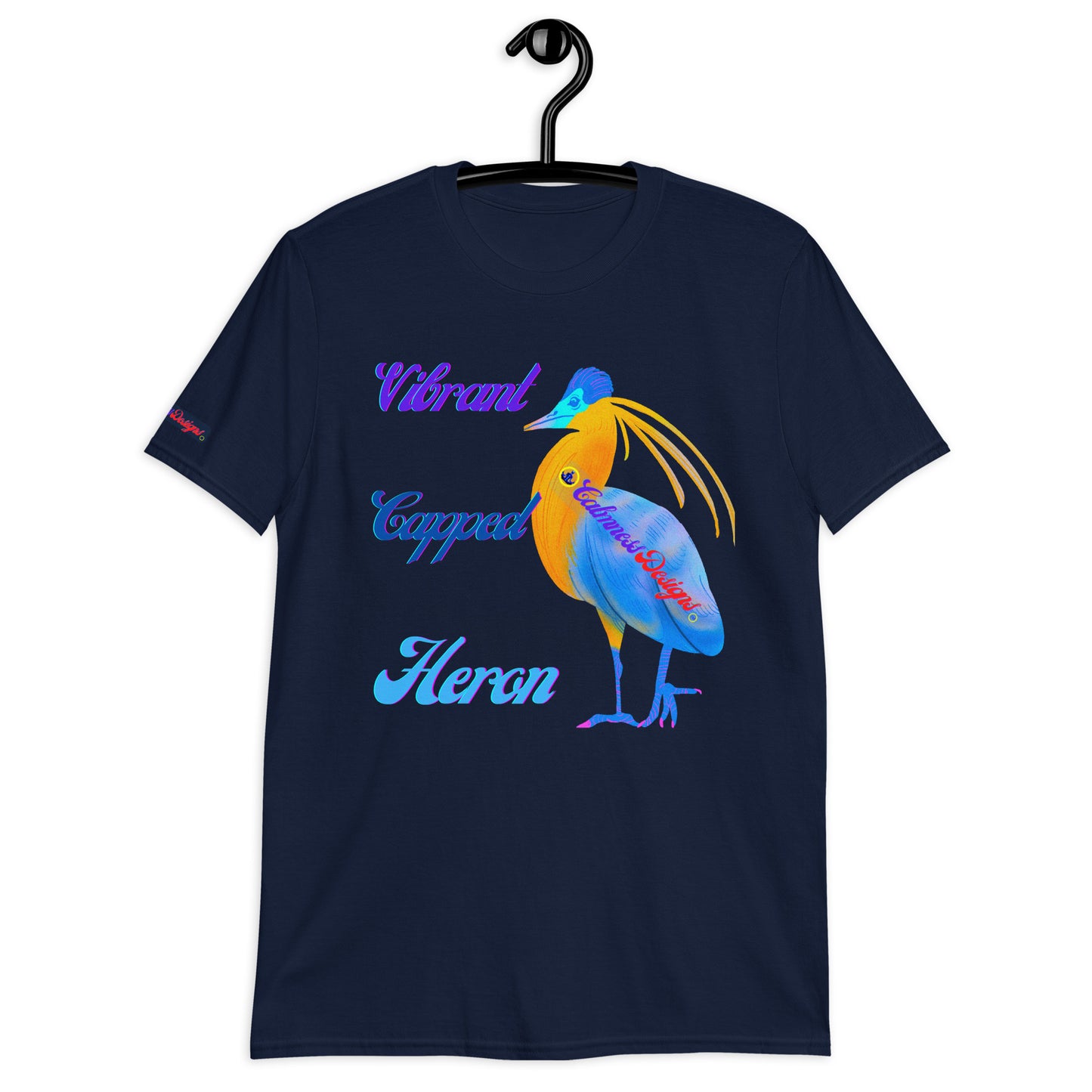 Vibrant Capped Heron, Calmness Designs, Short-Sleeve Unisex T-Shirt