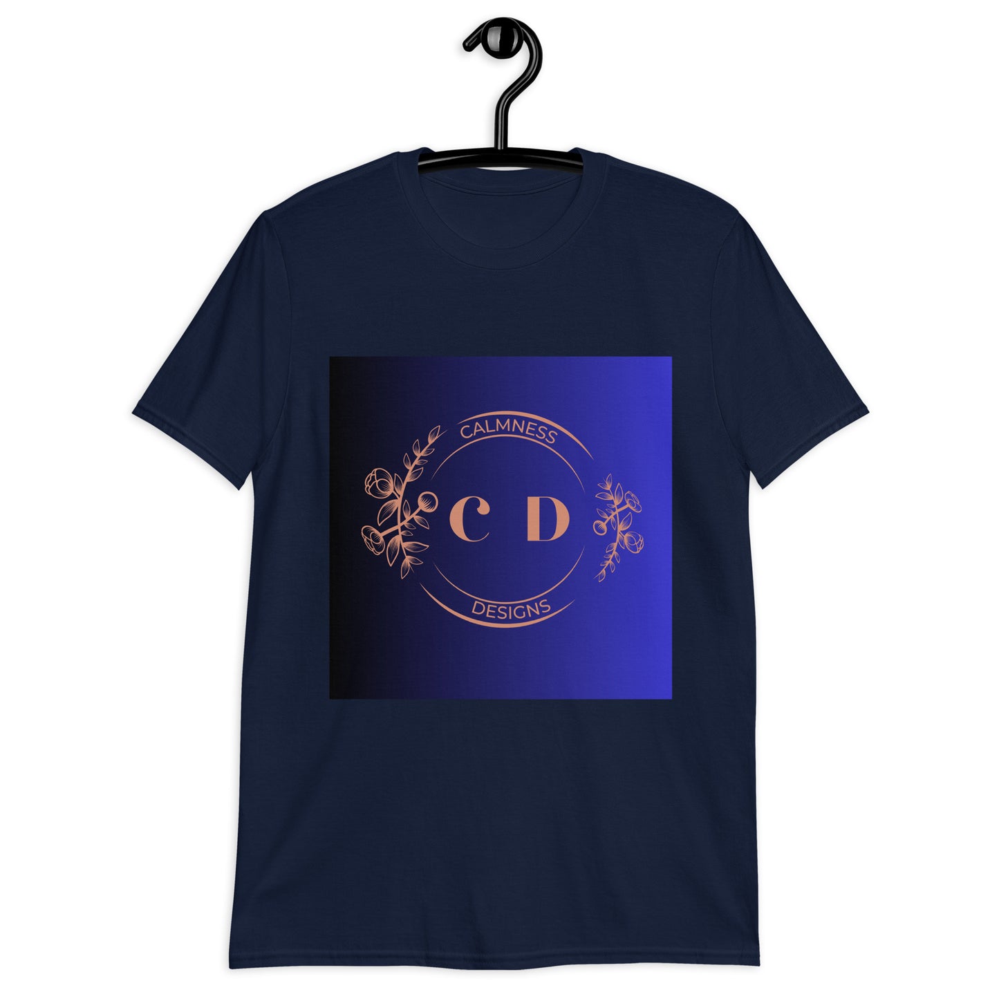 Rose Gold Monogram Floral Flowers, (C D) Calmness Designs, Creative Designs, Short-Sleeve Unisex T-Shirt