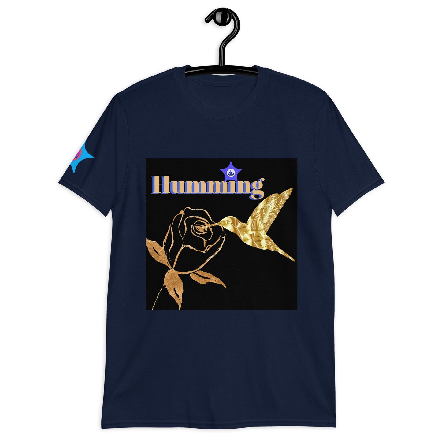 Golden-Hummingbird, Golden-Rose, CALMNESS DESIGNS, Creative Designer's, Short-Sleeve Unisex T-Shirt
