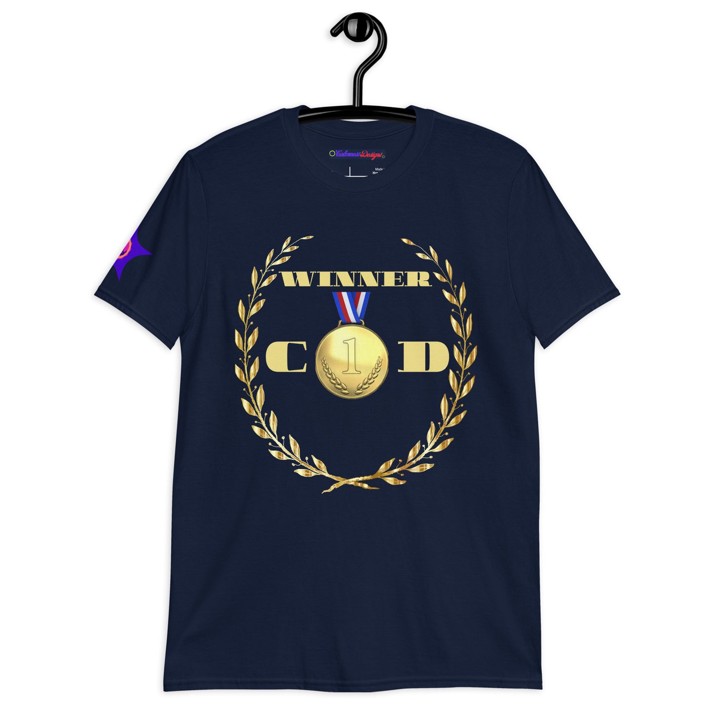 GOLD Wreath, GOLD-MEDAL, WINNER, #1 (C D), CALMNESS DESIGNS, Creative Designer's, Short-Sleeve Unisex T-Shirt