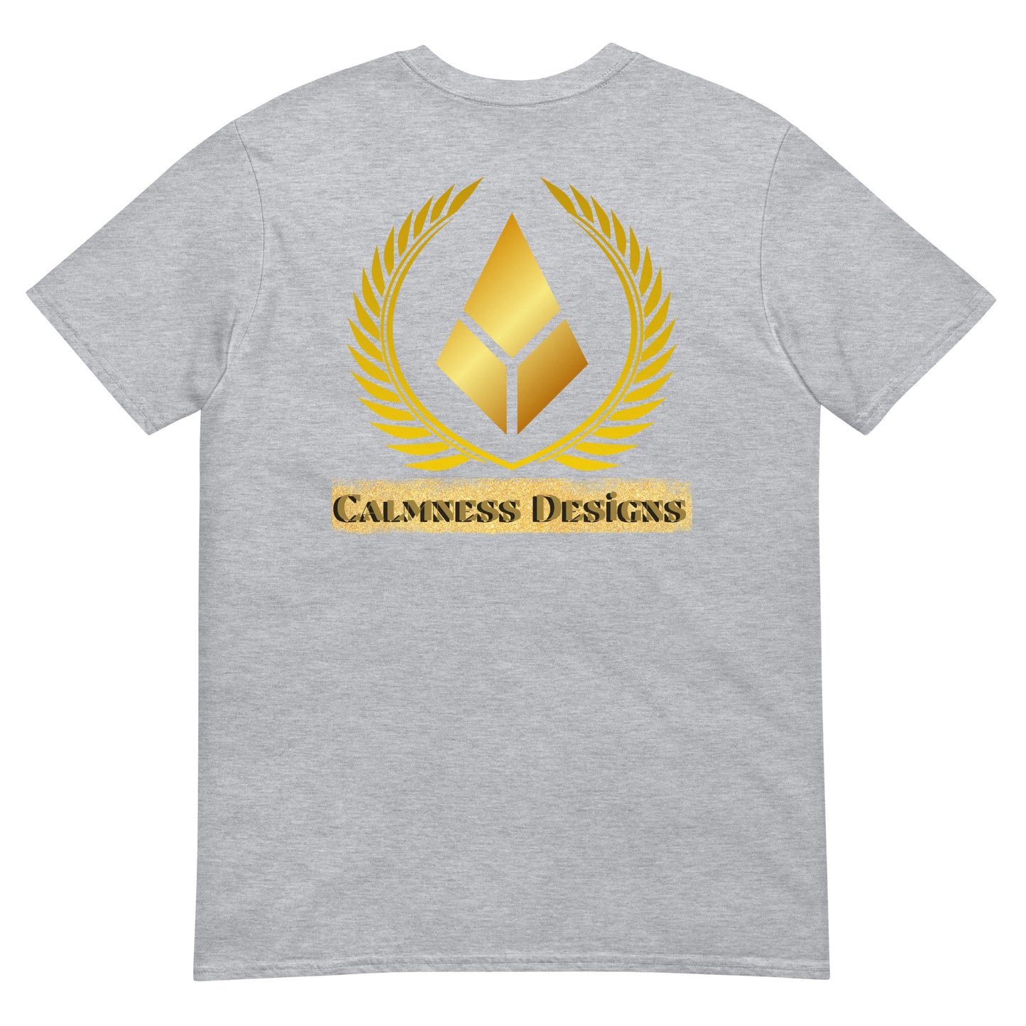 Gold Laurel Wreath, Gold Diamond Shape, CALMNESS DESIGNS, Creative Designer's, Short-Sleeve Unisex T-Shirt