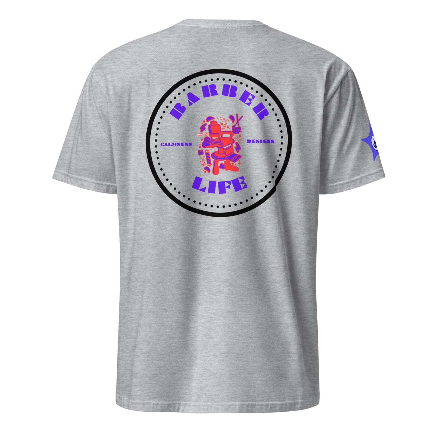 Minimalist Circle, Barber Life, Barber Chair, and Barbers Equipment's, CALMNESS DESIGNS, Creative Designer's, Short-Sleeve Unisex T-Shirt