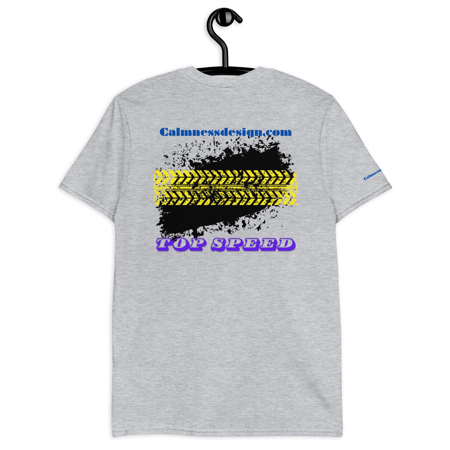 Car Tire Track, Top Speed, Calmnessdesign.COM, Short-Sleeve Unisex T-Shirt