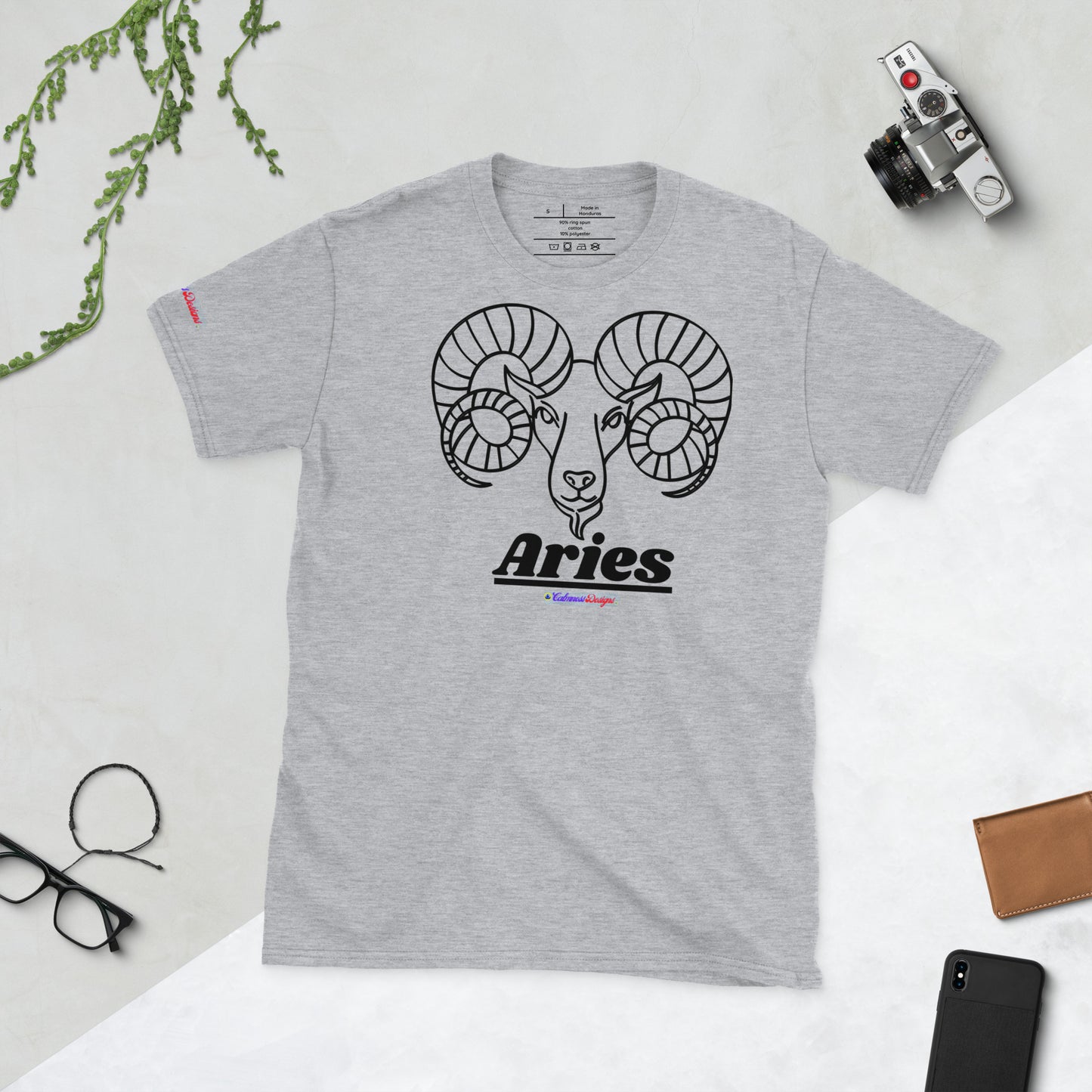 Zodiac Signs, Aries, Calmness Designs, Short-Sleeve Unisex T-Shirt