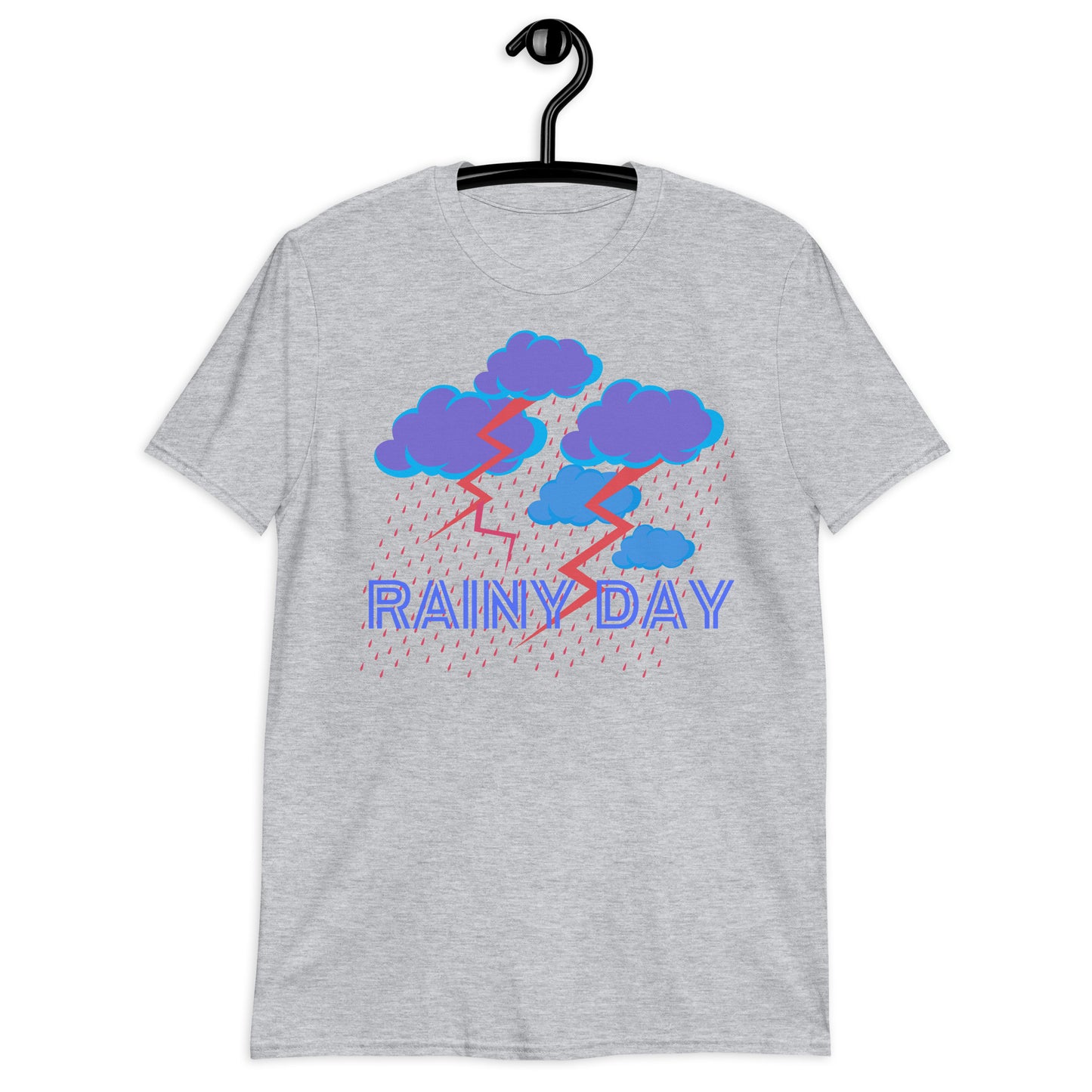 Rainy Day, Cloud with Rain and Thunder-Lighting, Calmness Designs, Short-Sleeve Unisex T-Shirt