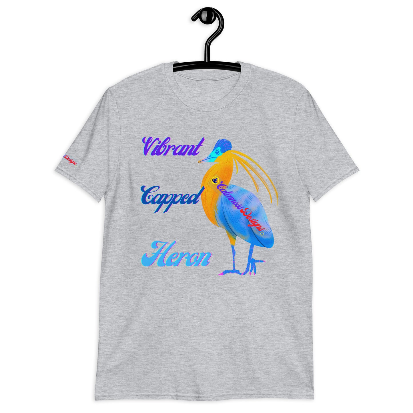 Vibrant Capped Heron, Calmness Designs, Short-Sleeve Unisex T-Shirt