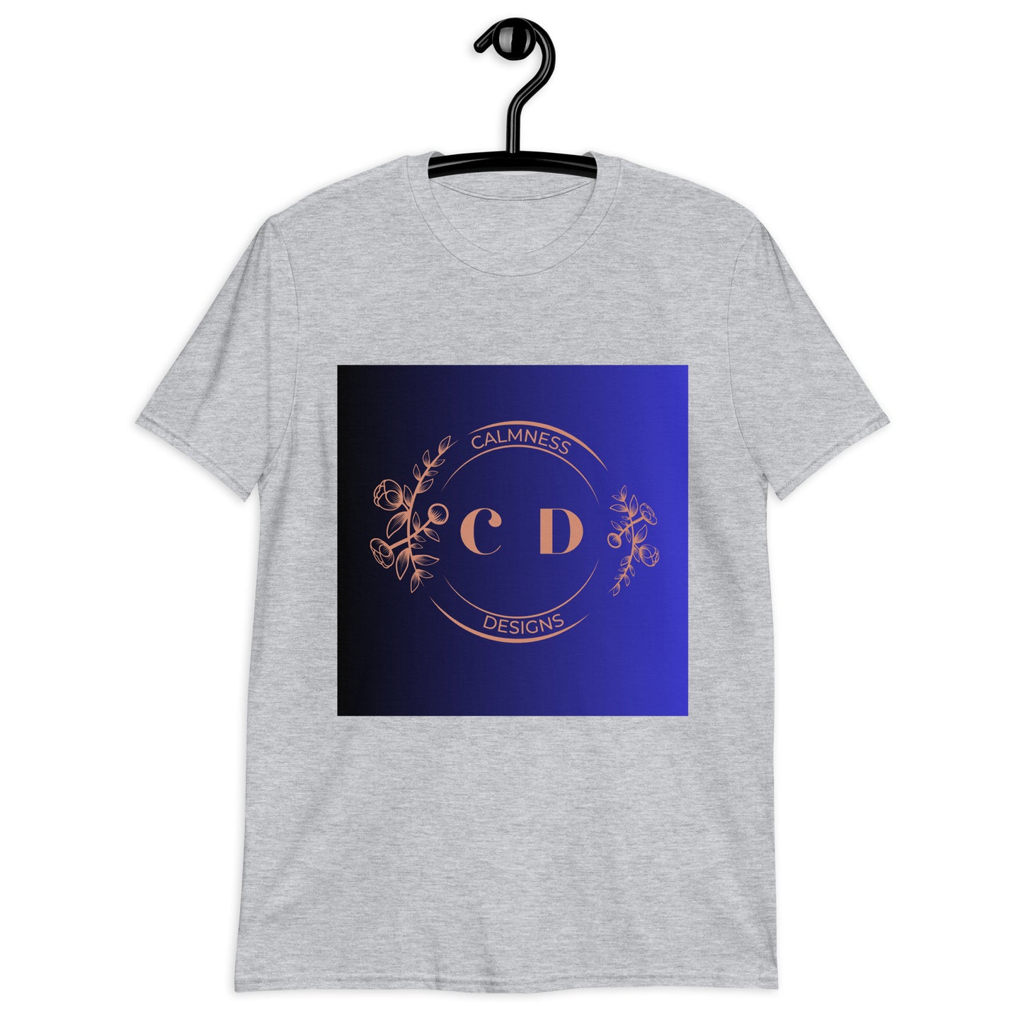 Rose Gold Monogram Floral Flowers, (C D) Calmness Designs, Creative Designs, Short-Sleeve Unisex T-Shirt