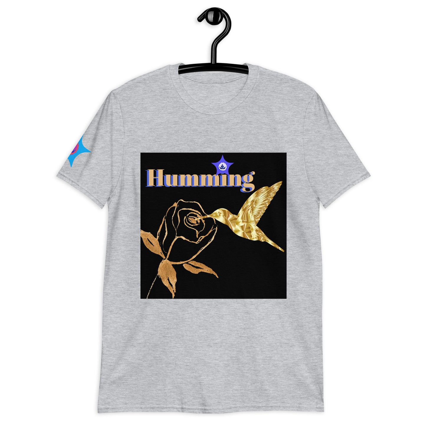Golden-Hummingbird, Golden-Rose, CALMNESS DESIGNS, Creative Designer's, Short-Sleeve Unisex T-Shirt