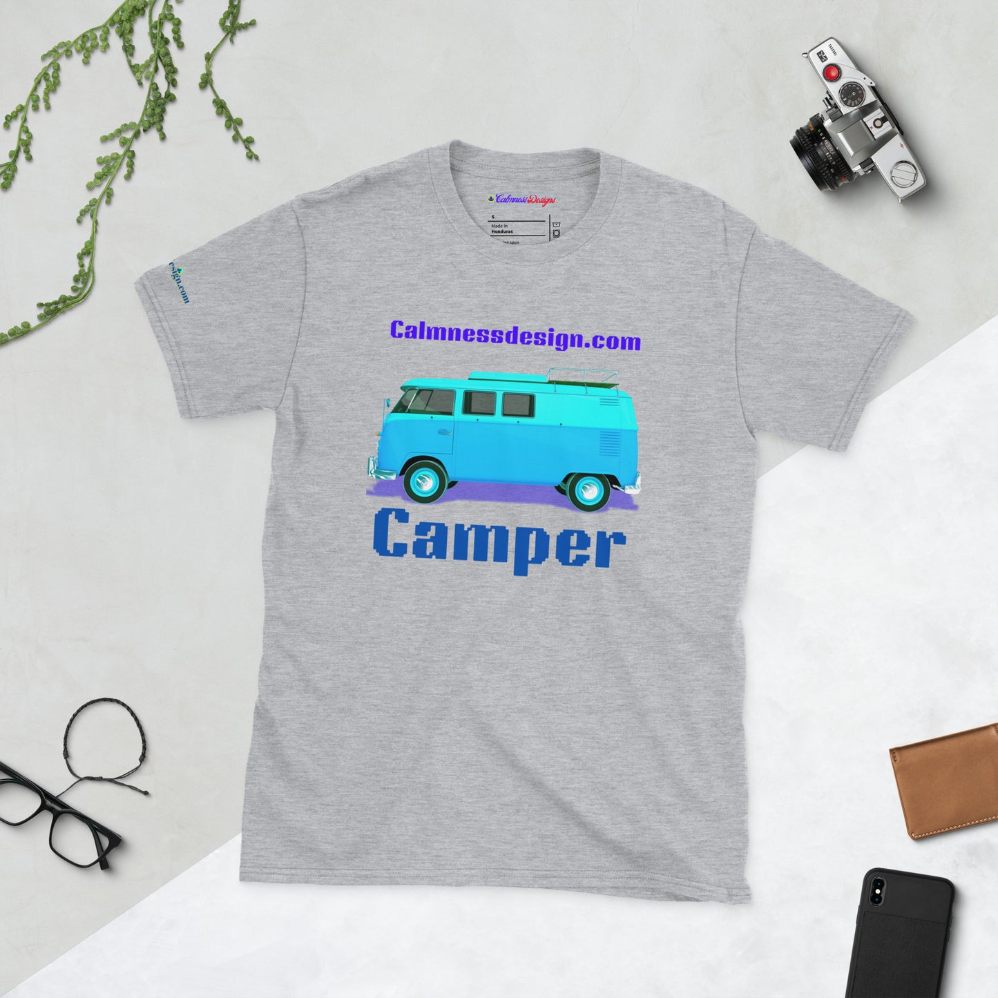 Blue Age Camper, Calmnessdesign.COM, Short-Sleeve Unisex T-Shirt
