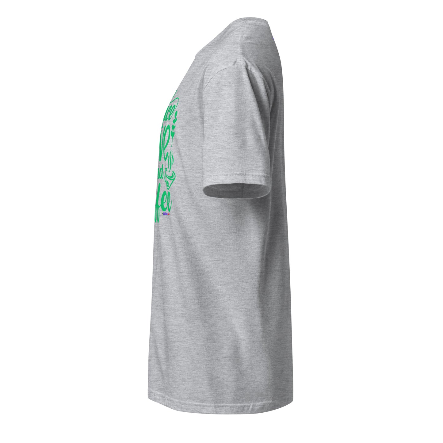 Peace Love and Coffee, Hearts-Arrow, Cup of HOT Coffee, CALMNESS DESIGNS, Creative Designer's, Short-Sleeve Unisex T-Shirt