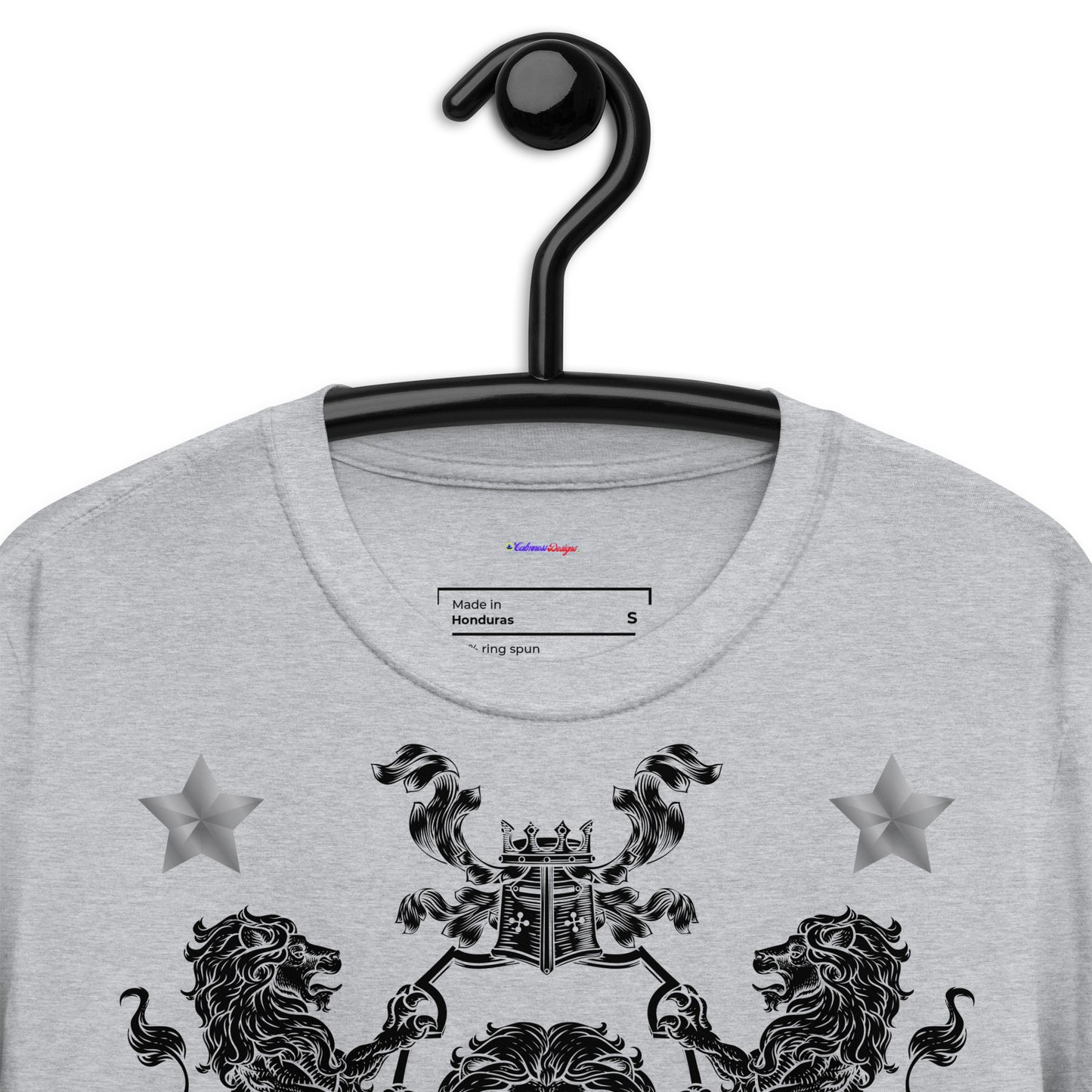 Coats of Arms, Lions Crest Shield, Stars, Calmness Designs, Short-Sleeve Unisex T-Shirt