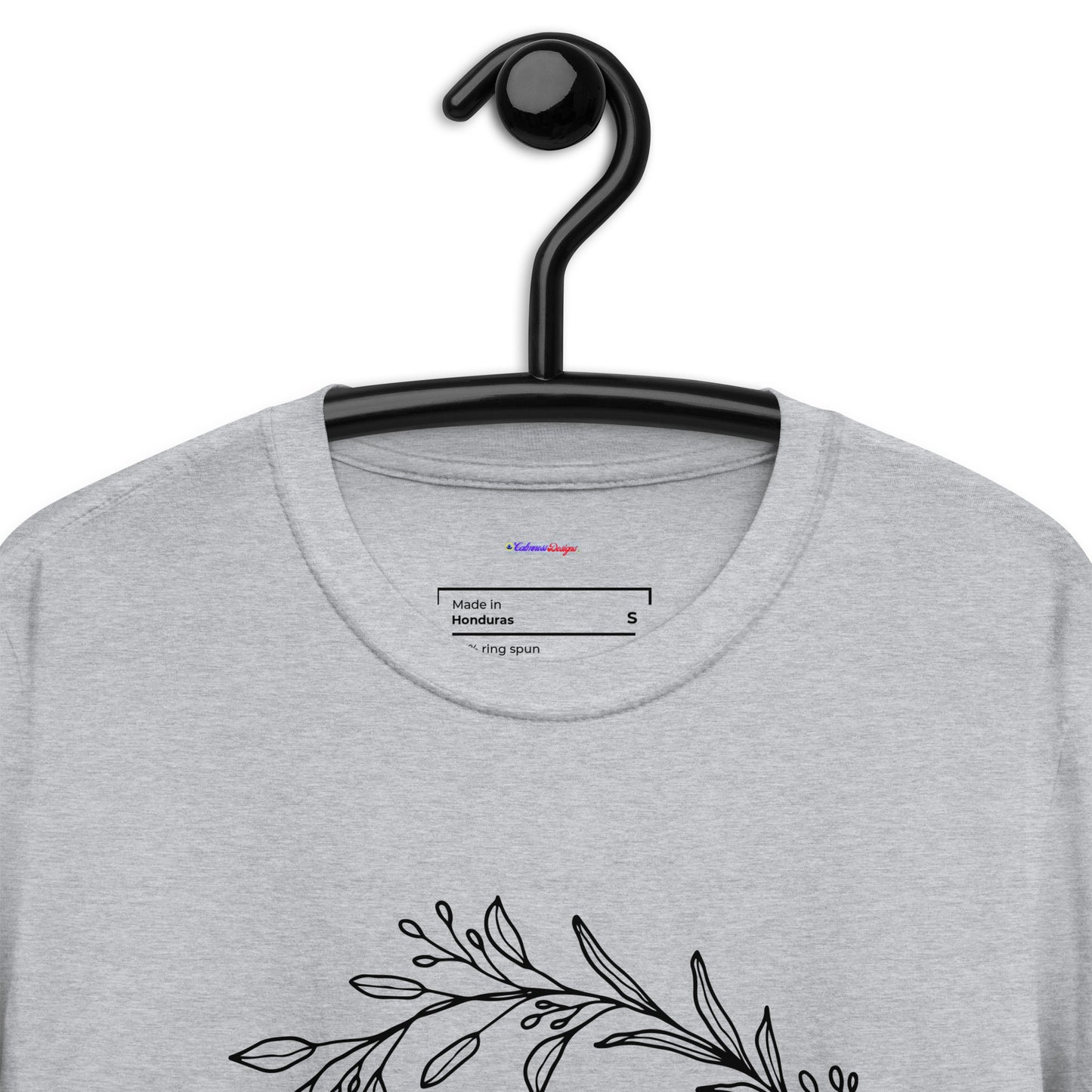 Ivory Black Botanical Organic, Creative Designs, Calmness Designs, Short-Sleeve Unisex T-Shirt