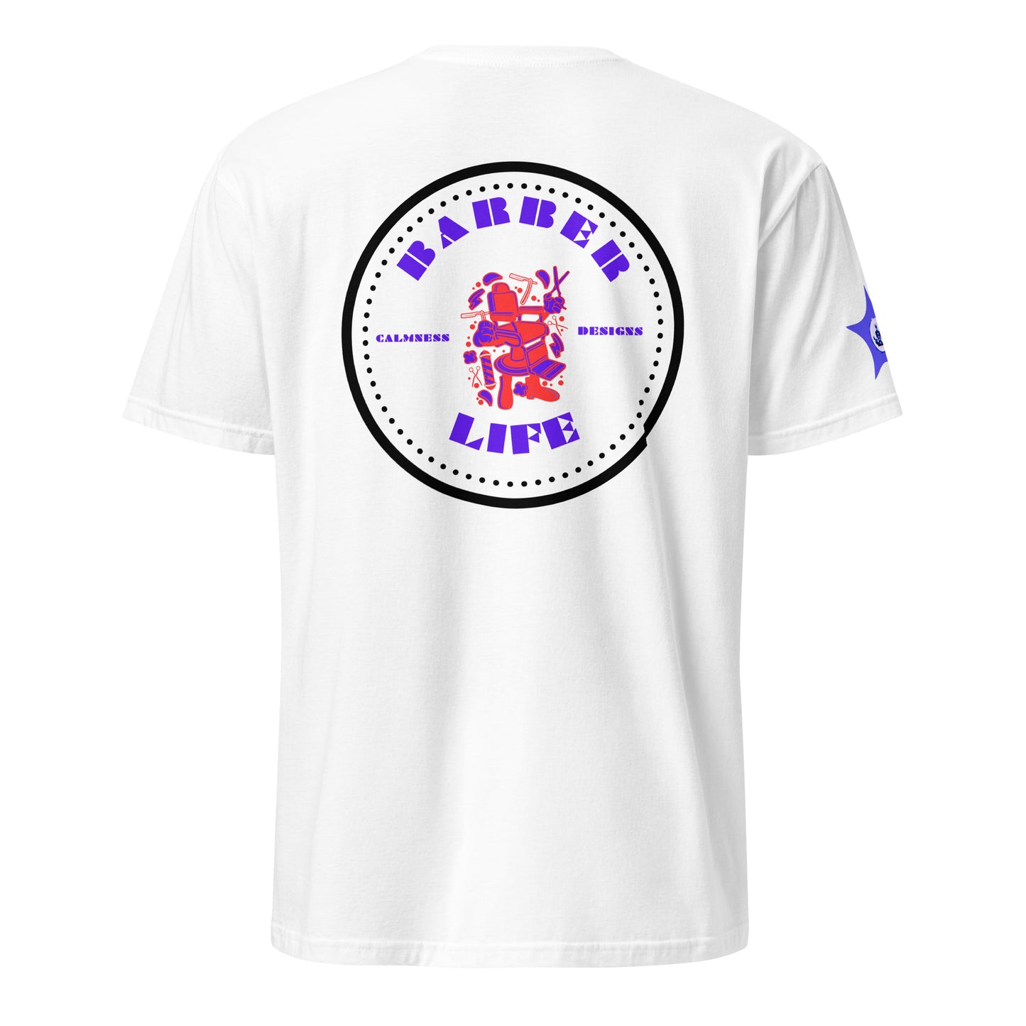Minimalist Circle, Barber Life, Barber Chair, and Barbers Equipment's, CALMNESS DESIGNS, Creative Designer's, Short-Sleeve Unisex T-Shirt