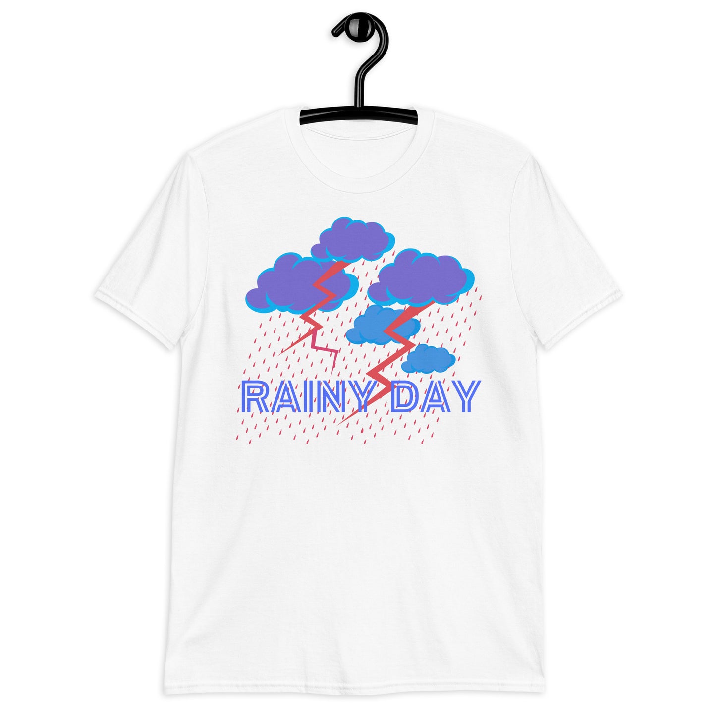 Rainy Day, Cloud with Rain and Thunder-Lighting, Calmness Designs, Short-Sleeve Unisex T-Shirt