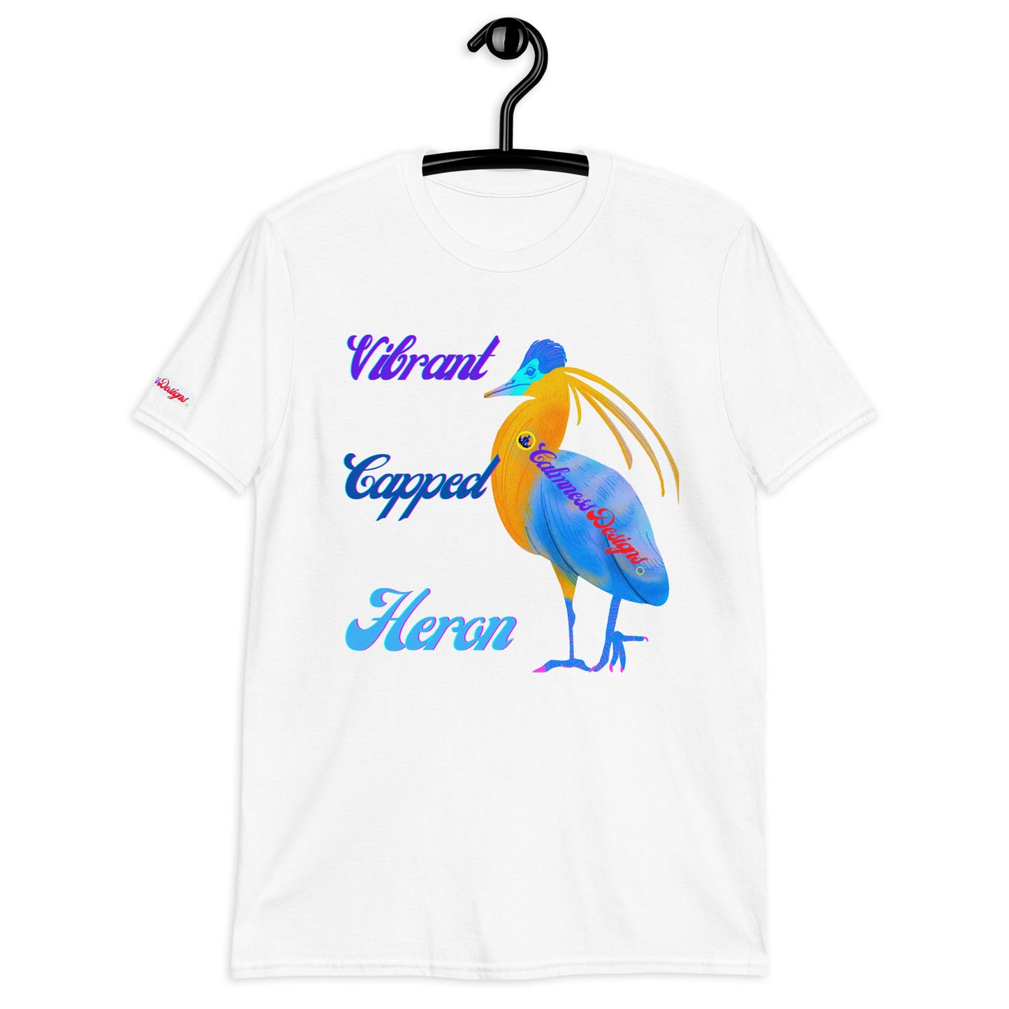 Vibrant Capped Heron, Calmness Designs, Short-Sleeve Unisex T-Shirt