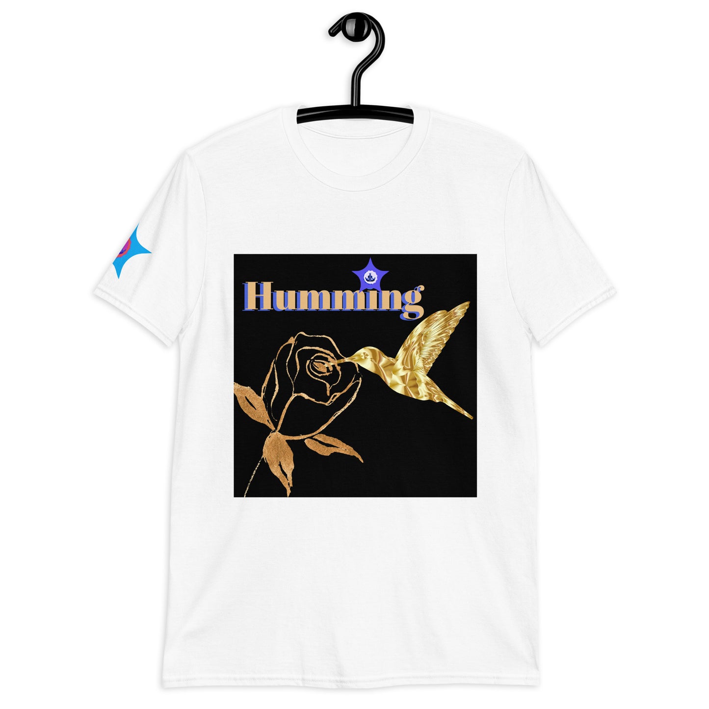 Golden-Hummingbird, Golden-Rose, CALMNESS DESIGNS, Creative Designer's, Short-Sleeve Unisex T-Shirt