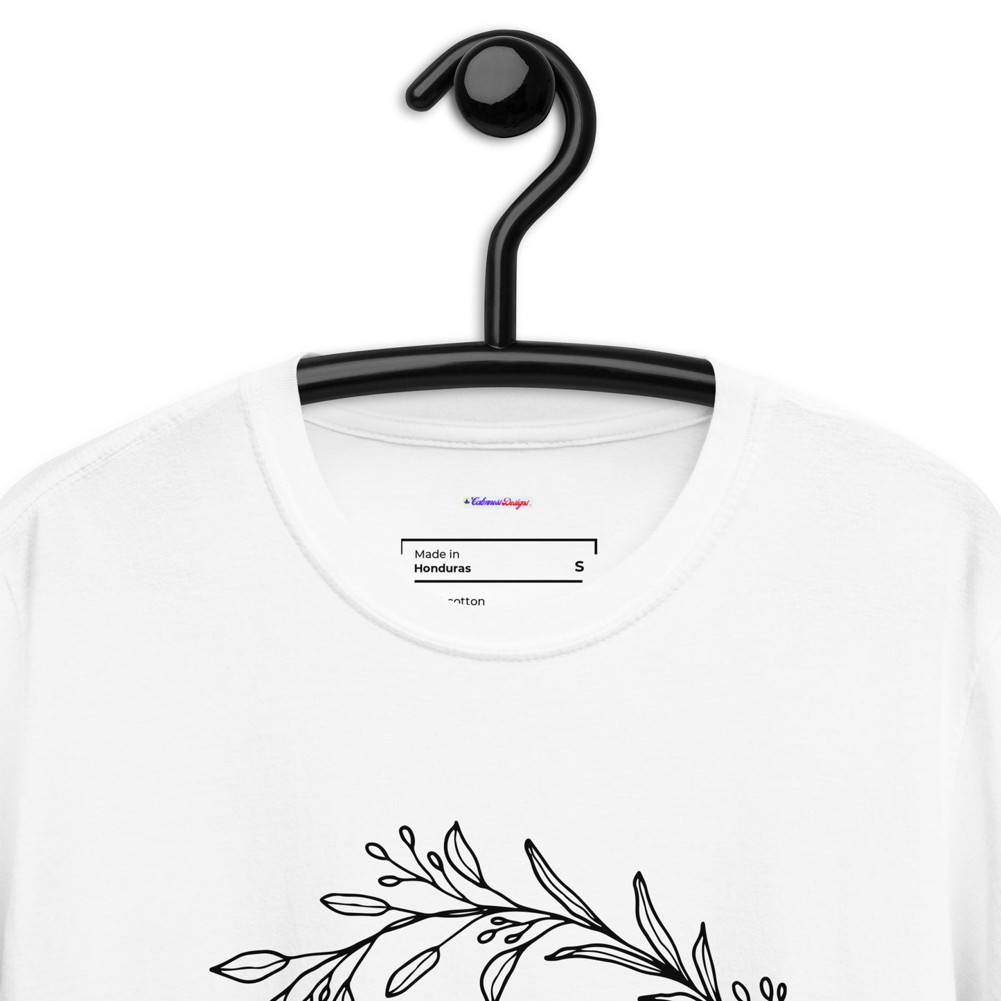 Ivory Black Botanical Organic, Creative Designs, Calmness Designs, Short-Sleeve Unisex T-Shirt
