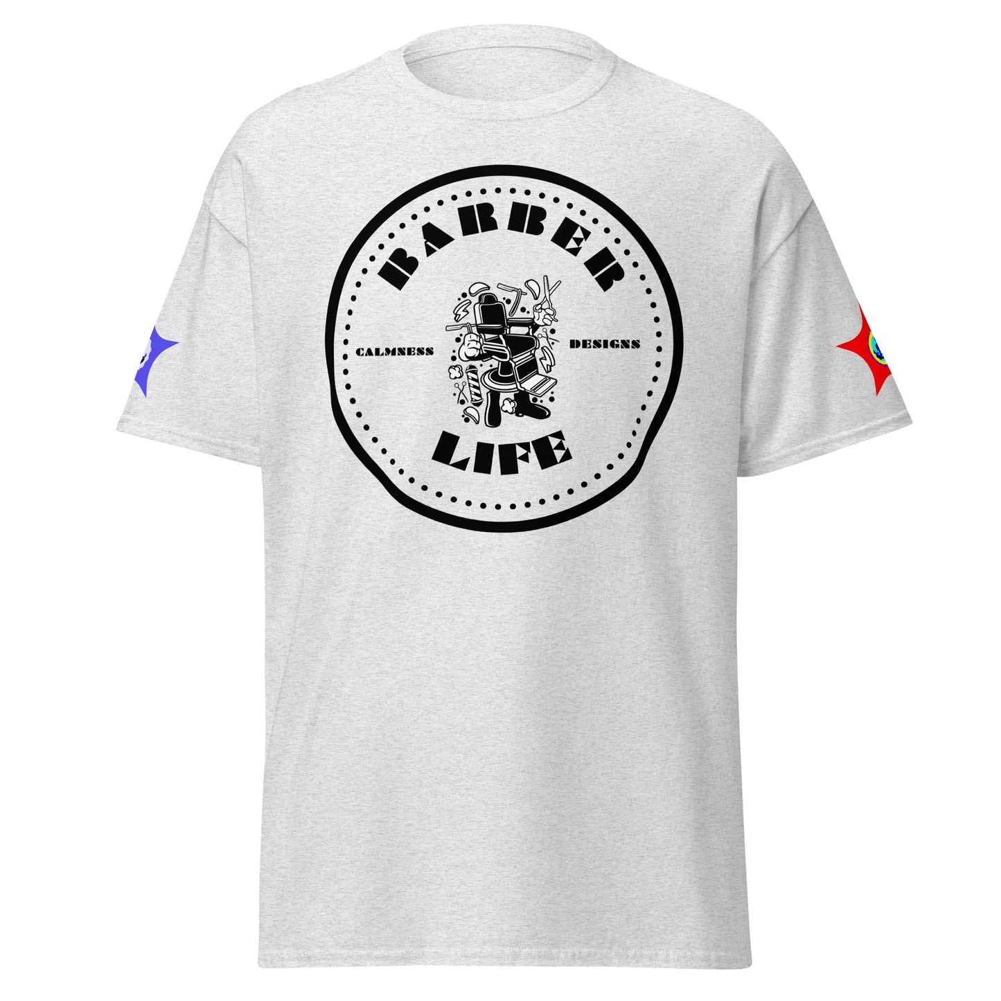 Minimalist Circle, Barber Life, Barber Chair, and Barbers Equipment's, CALMNESS DESIGNS, Creative Designer's, Unisex classic tee