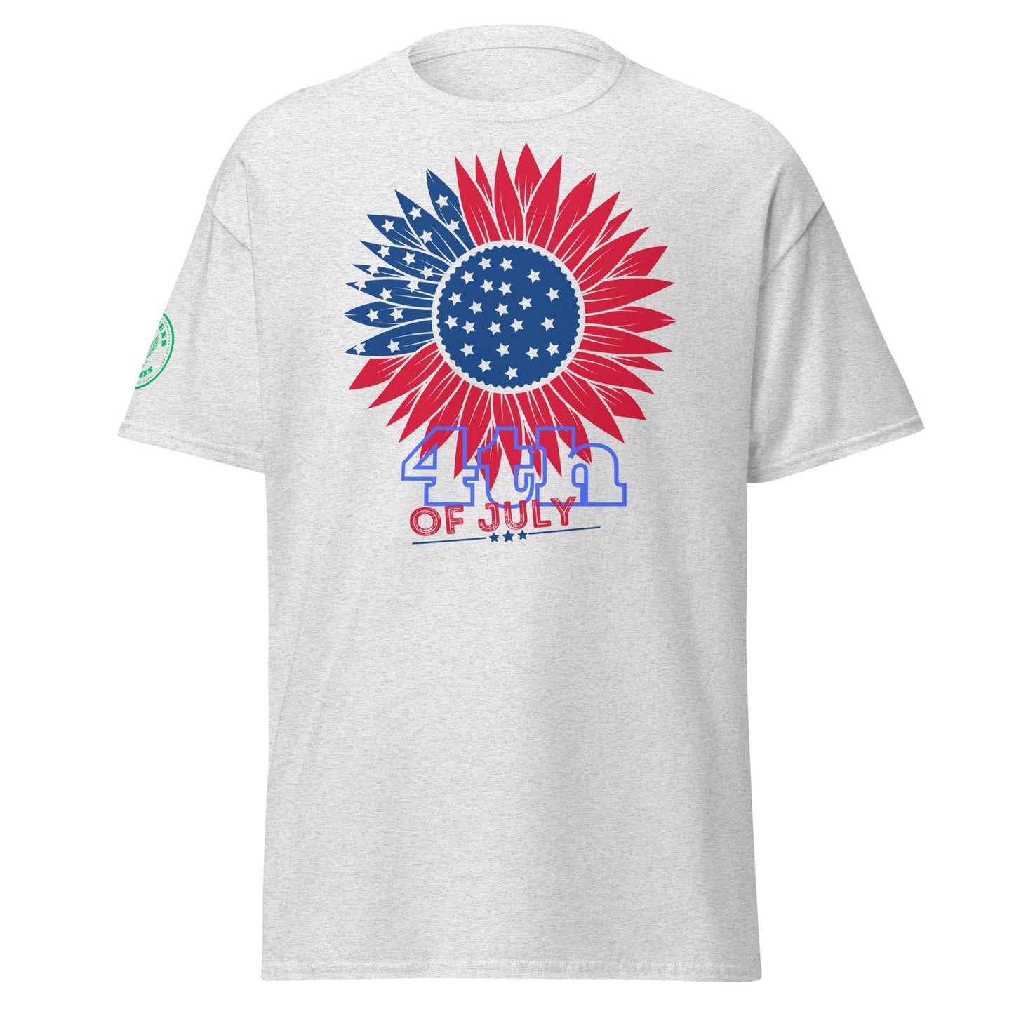 Red & Blue Sunflower Illustration 4TH JULY, USA, CALMNESS DESIGNS, Creative Designer's, Unisex classic tee