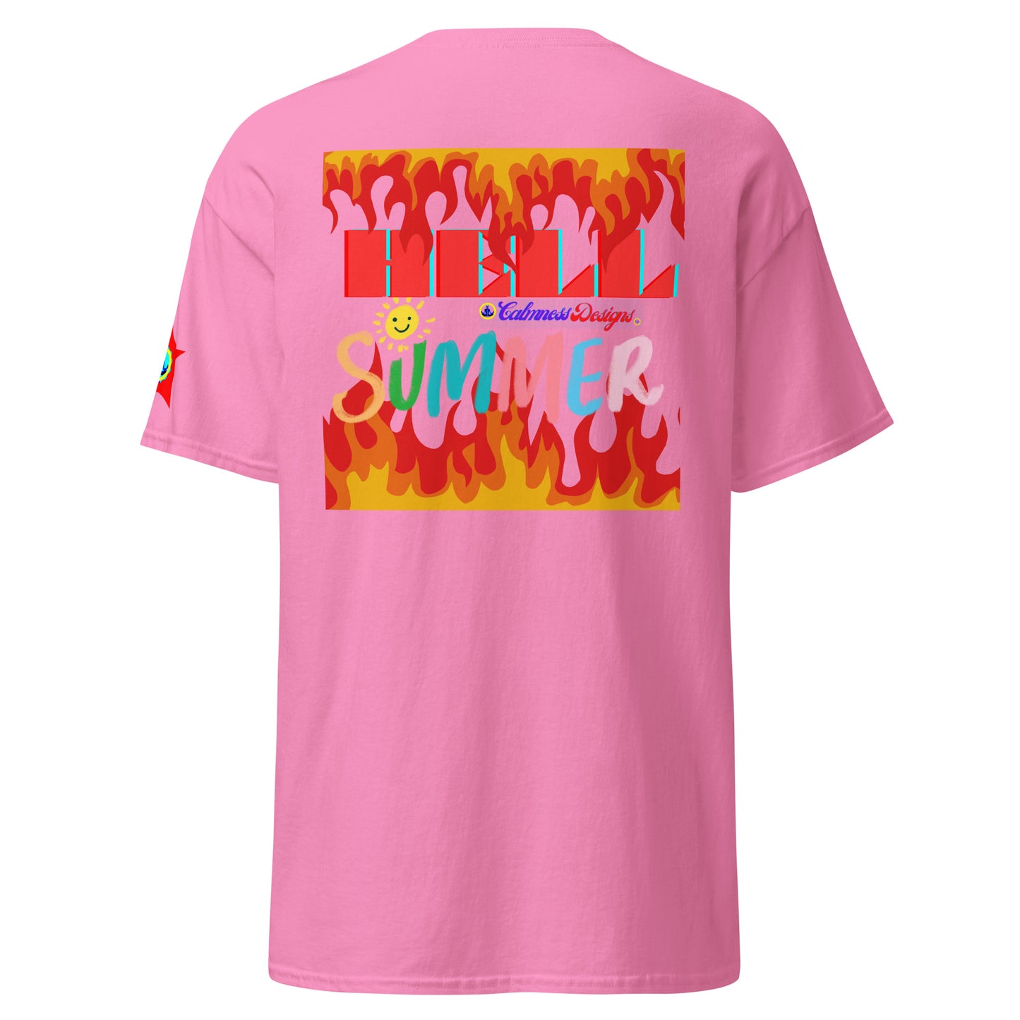 Fire Flame, Summer-Sunshine Face, HELL SUMMER, CALMNESS DESIGNS, Creative Designer's, Unisex classic tee