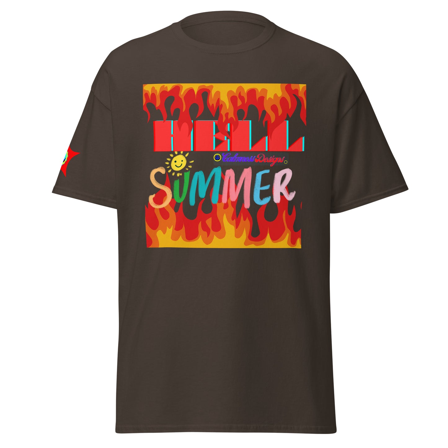 Fire Flame, Summer-Sunshine Face, HELL SUMMER, CALMNESS DESIGNS, Creative Designer's, Unisex classic tee