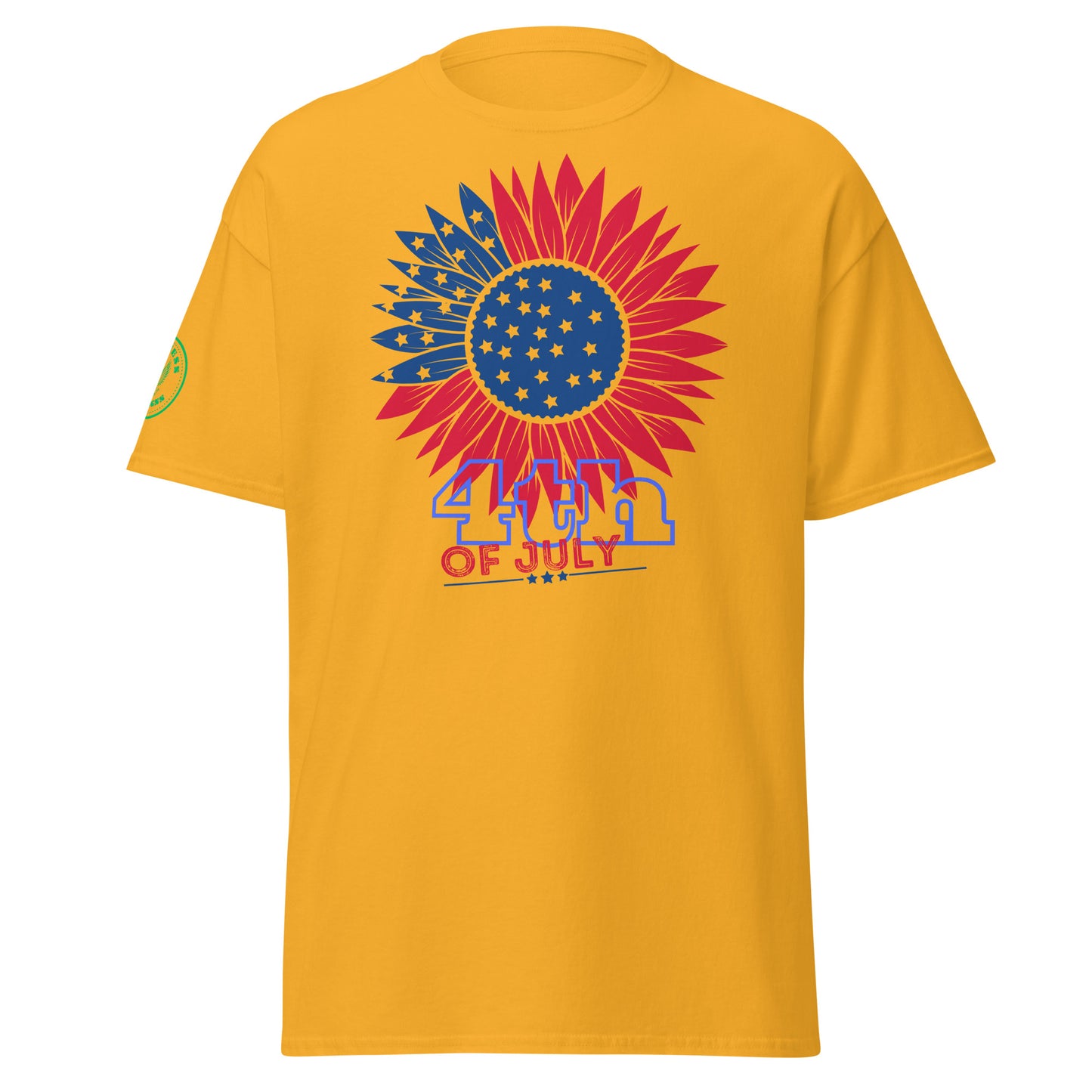 Red & Blue Sunflower Illustration 4TH JULY, USA, CALMNESS DESIGNS, Creative Designer's, Unisex classic tee